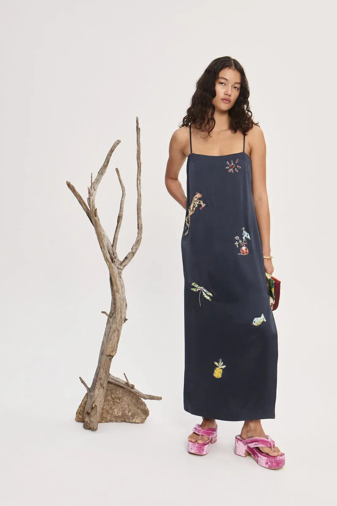Aleamis Fontaine Slip Midi Dress Black Size AU 16 - Image 2