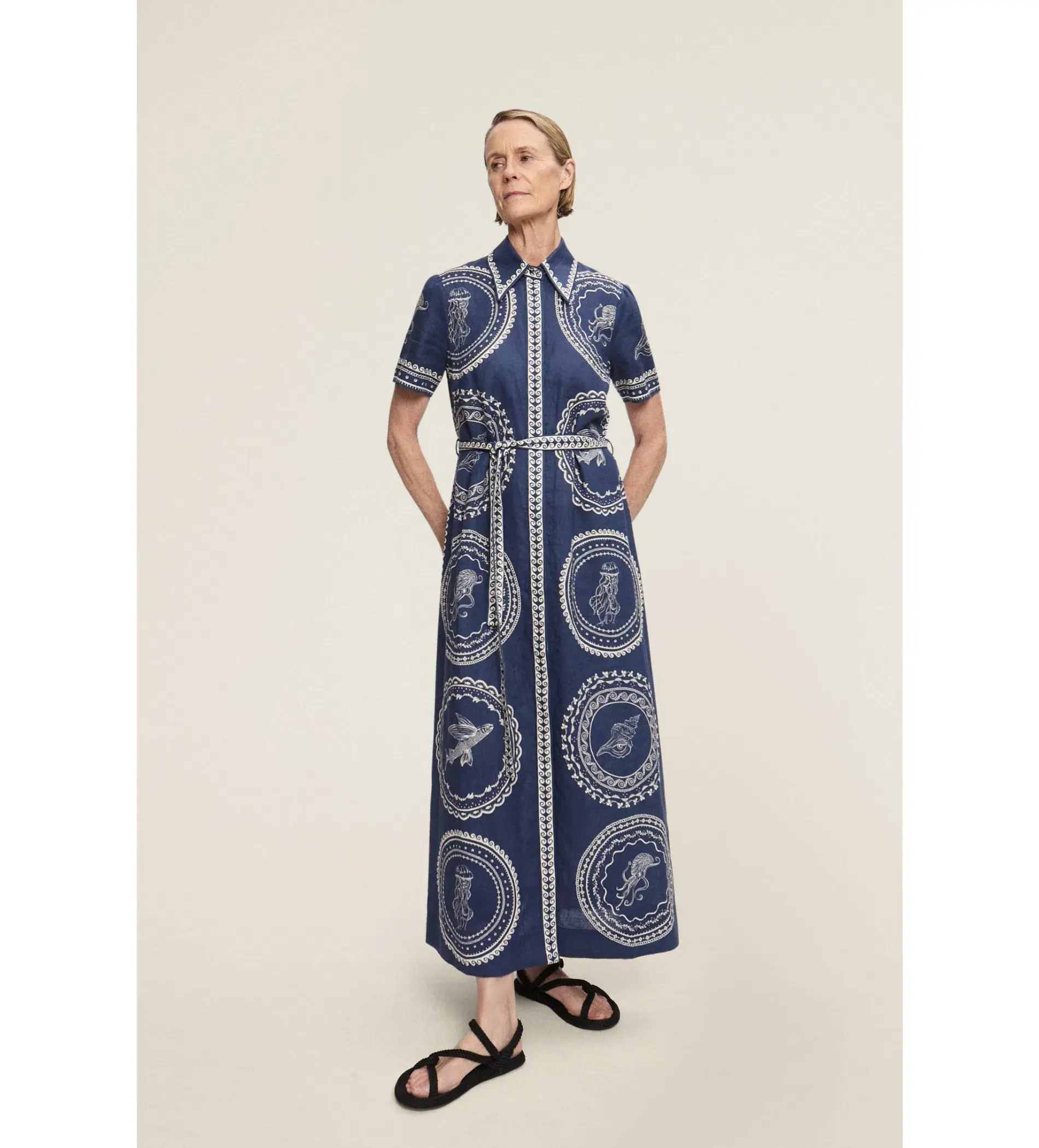 Alemais Oceane Linen Shirt Dress Blue Size 10 - Image 1