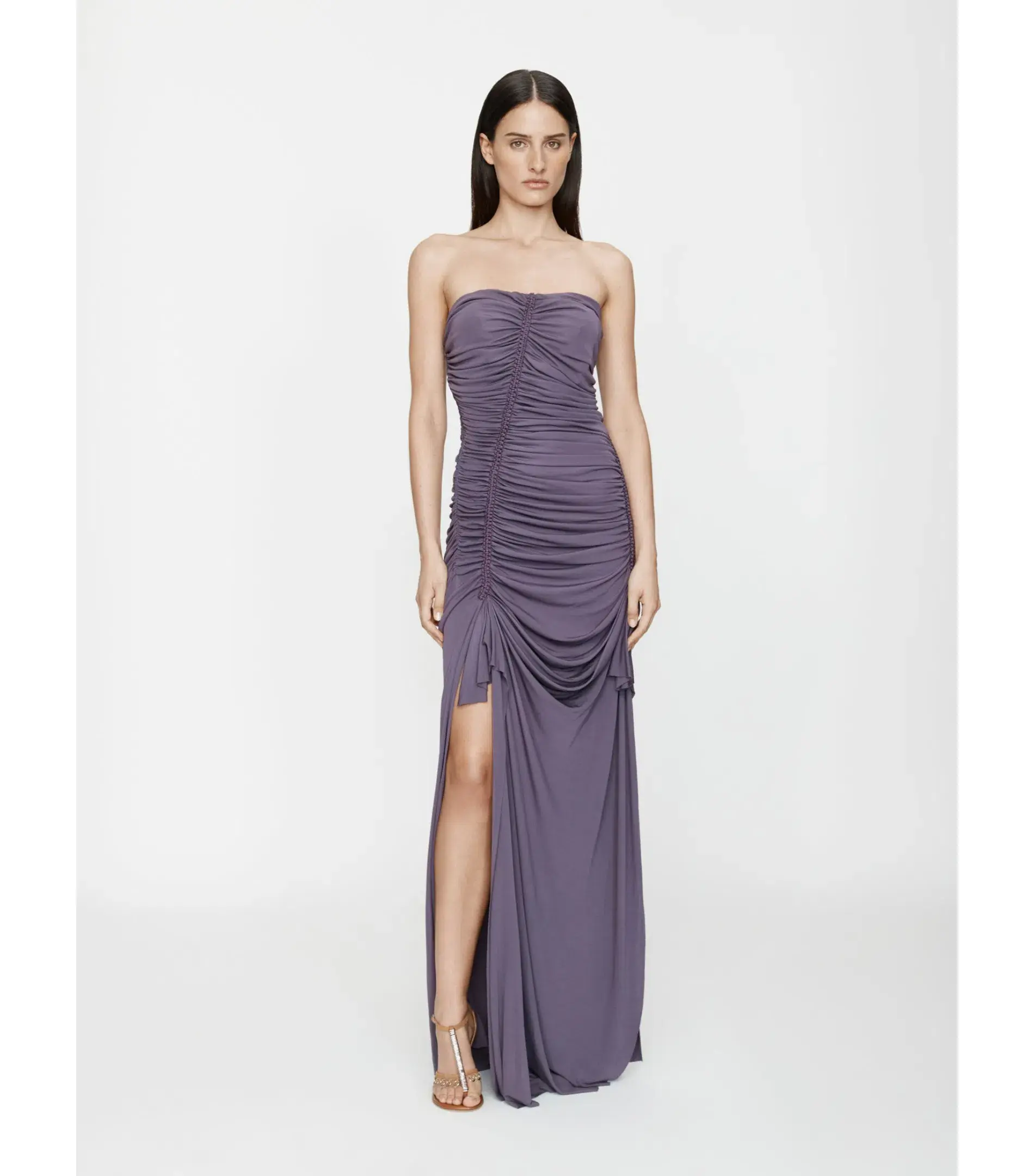 Christopher Esber Shibari Jersey Ruche Strapless Maxi Dress Washed Violet Size AU 8 - Image 1