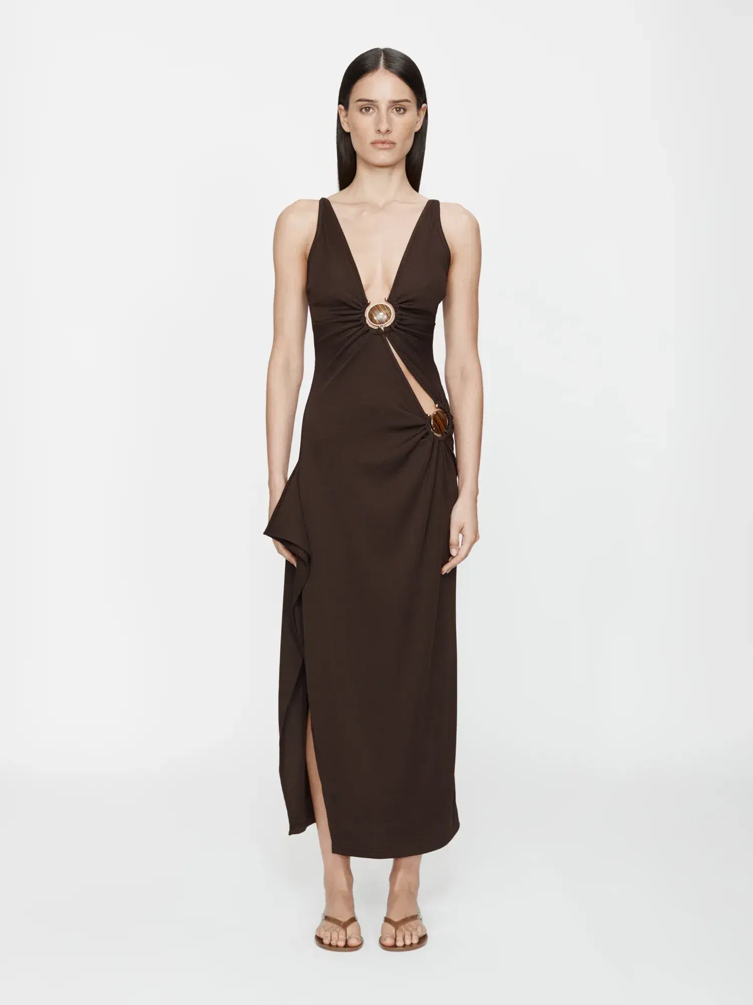 Christopher Esber Mineral Stone Cascade Tank Dress Espresso Size 8 - Image 1