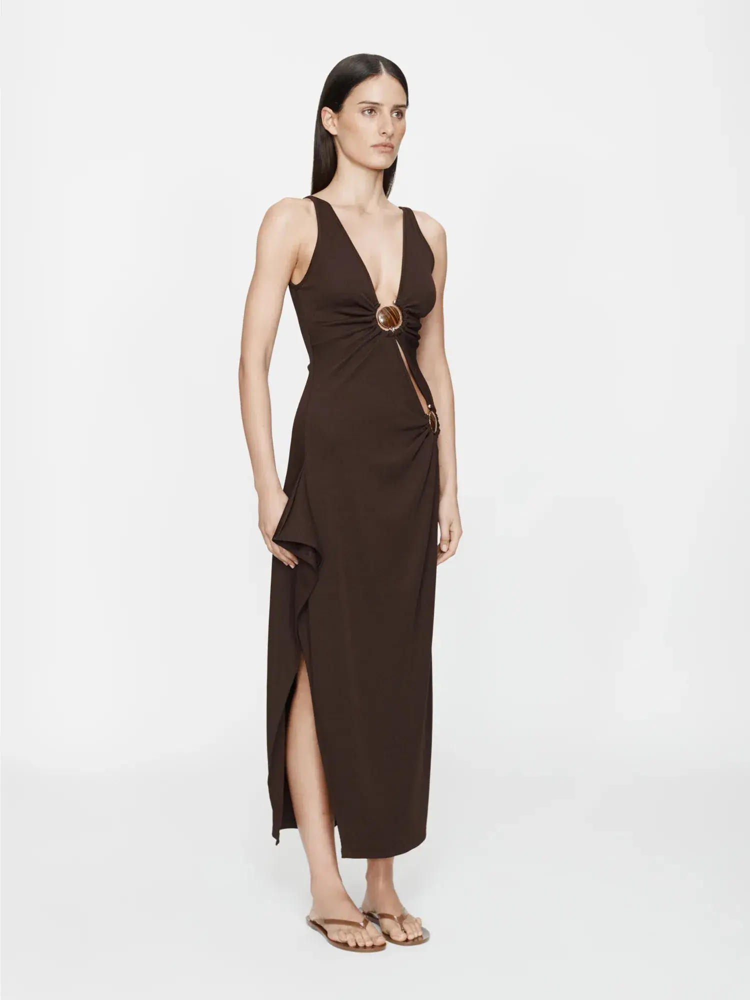 Christopher Esber Mineral Stone Cascade Tank Dress Espresso Size 8 - Image 3