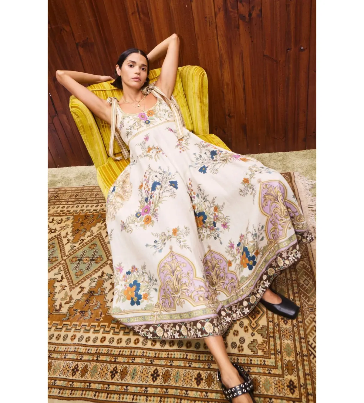 Alemais Antoinette Ballet Midi Sundress Cream Floral Size AU 16 - Image 4