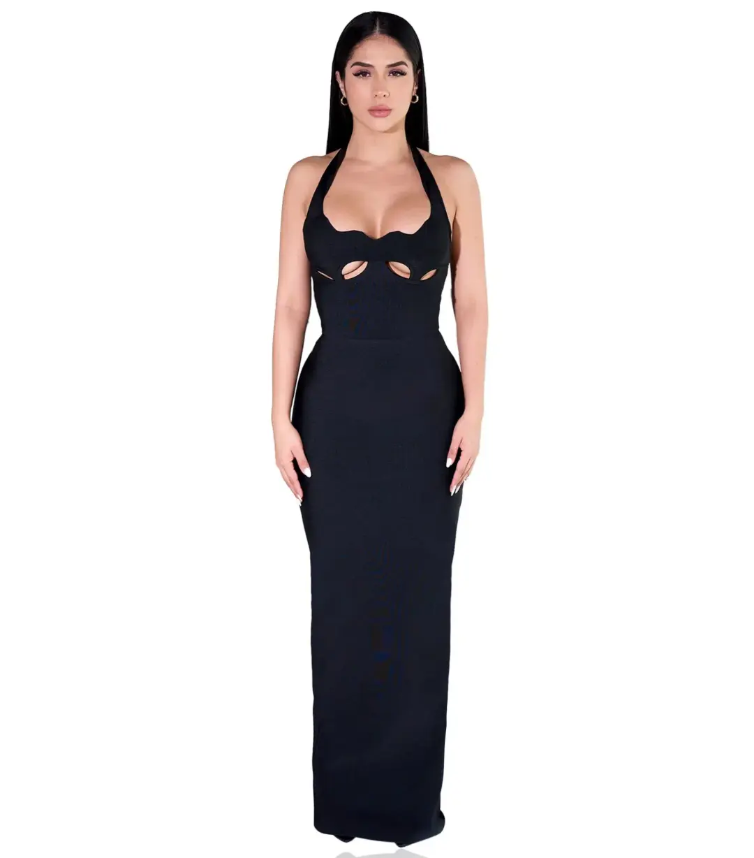 YG Collection Gianna Halter Maxi Gown Black Size AU 8 for rent on The Volte - main image