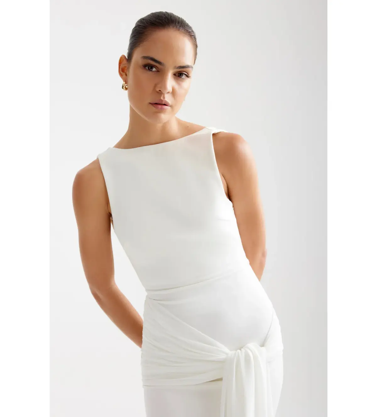 Lexi Elara Midi Dress Ivory Size AU 12 - Image 4