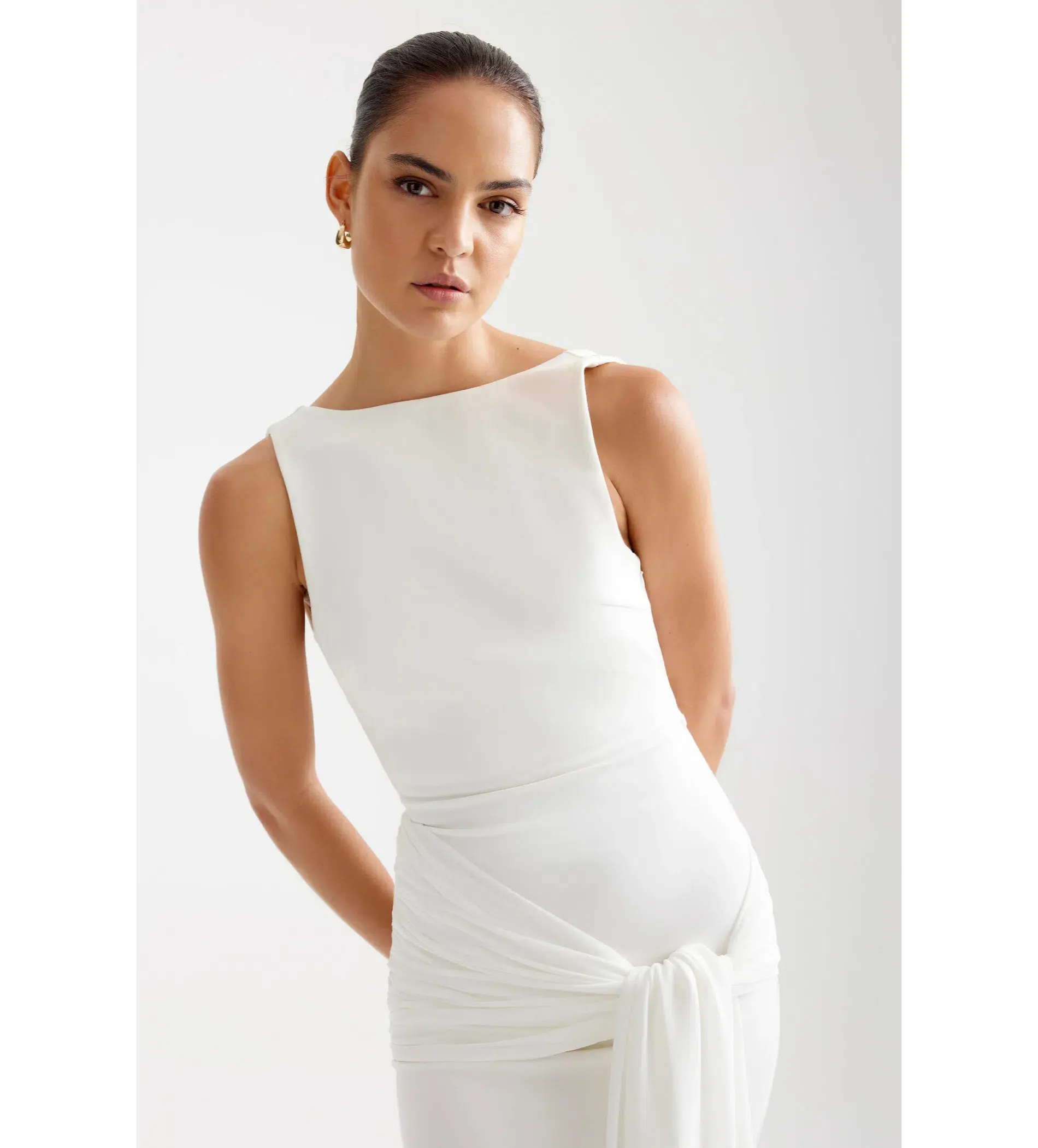Lexi Elara Midi Dress Ivory Size AU 12 - Image 4