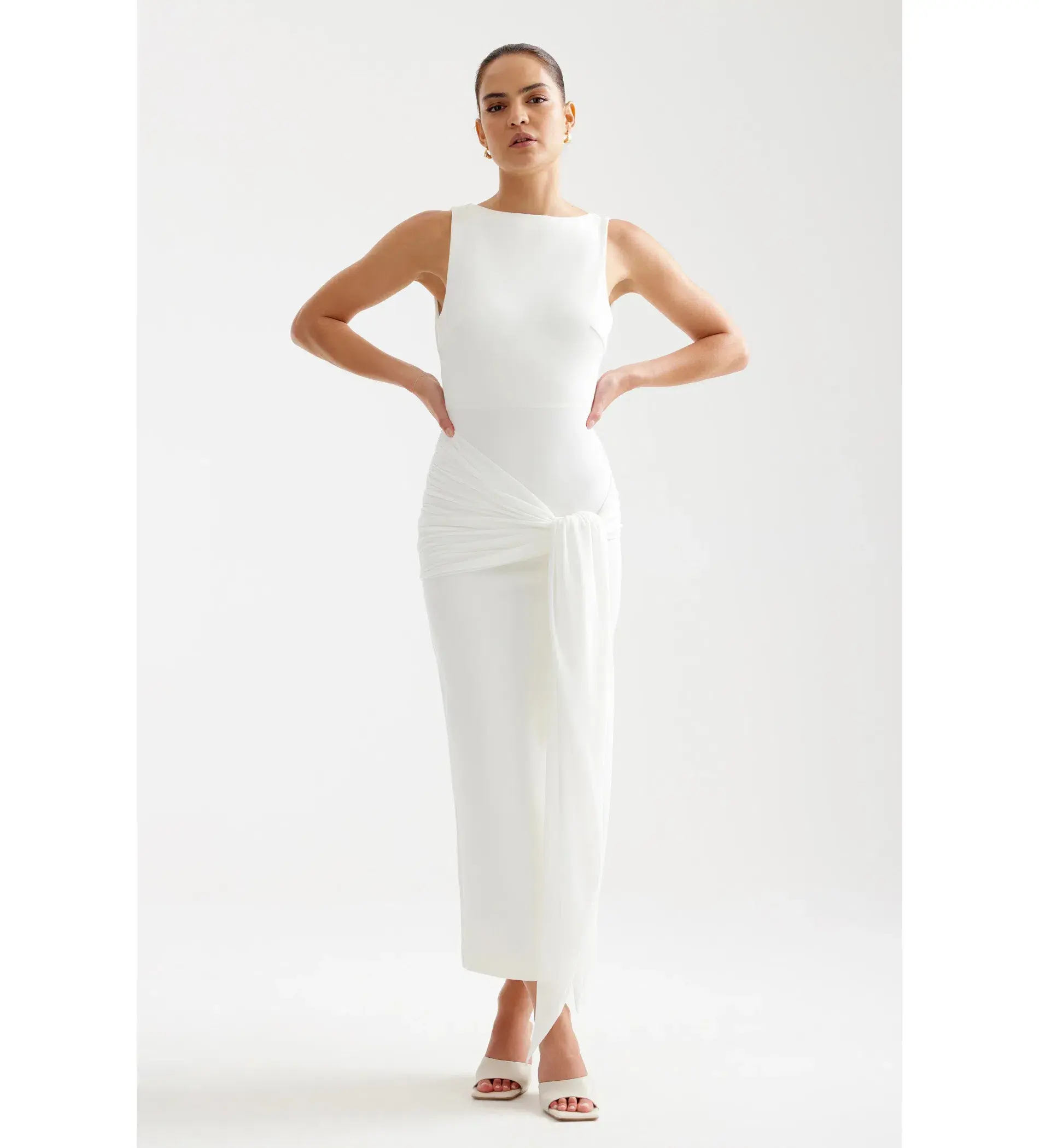 Lexi Elara Midi Dress Ivory Size AU 12 - Image 1