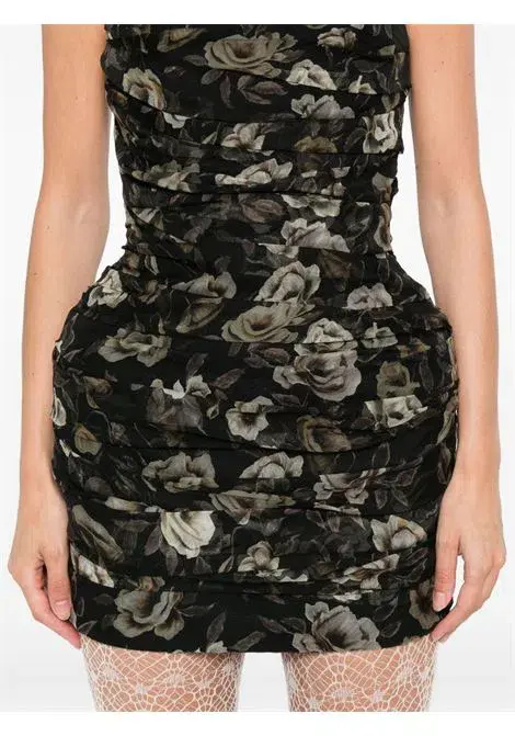 Magda Butrym Strapless Ruched Silk Mini Dress in Black Print Size XS/AU 6 - Image 3