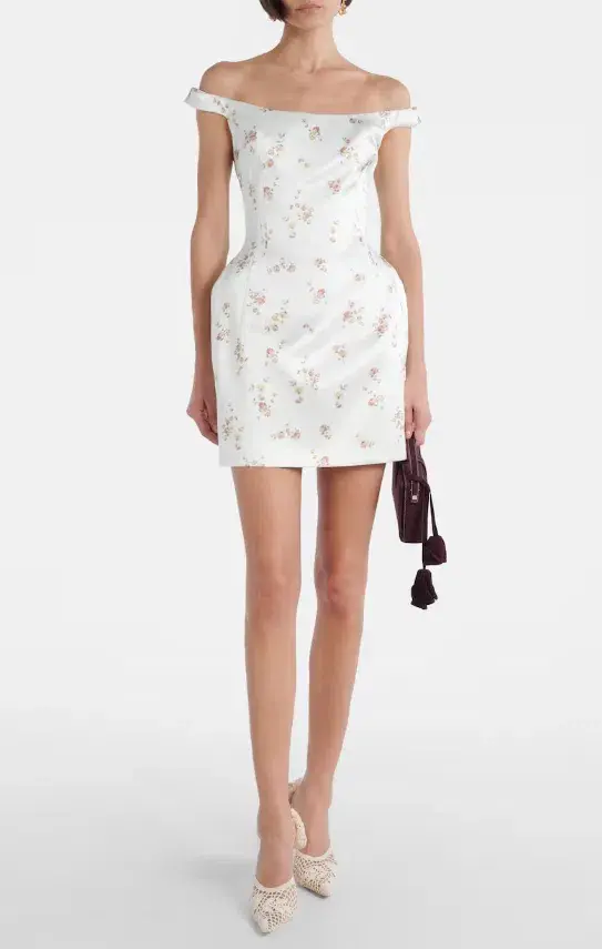 Magda Butrym Off-shoulder Hip Pad Midi Dress Cream Size AU 6 - Image 3
