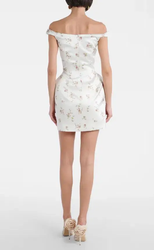 Magda Butrym Off-shoulder Hip Pad Midi Dress Cream Size AU 6 - Image 2