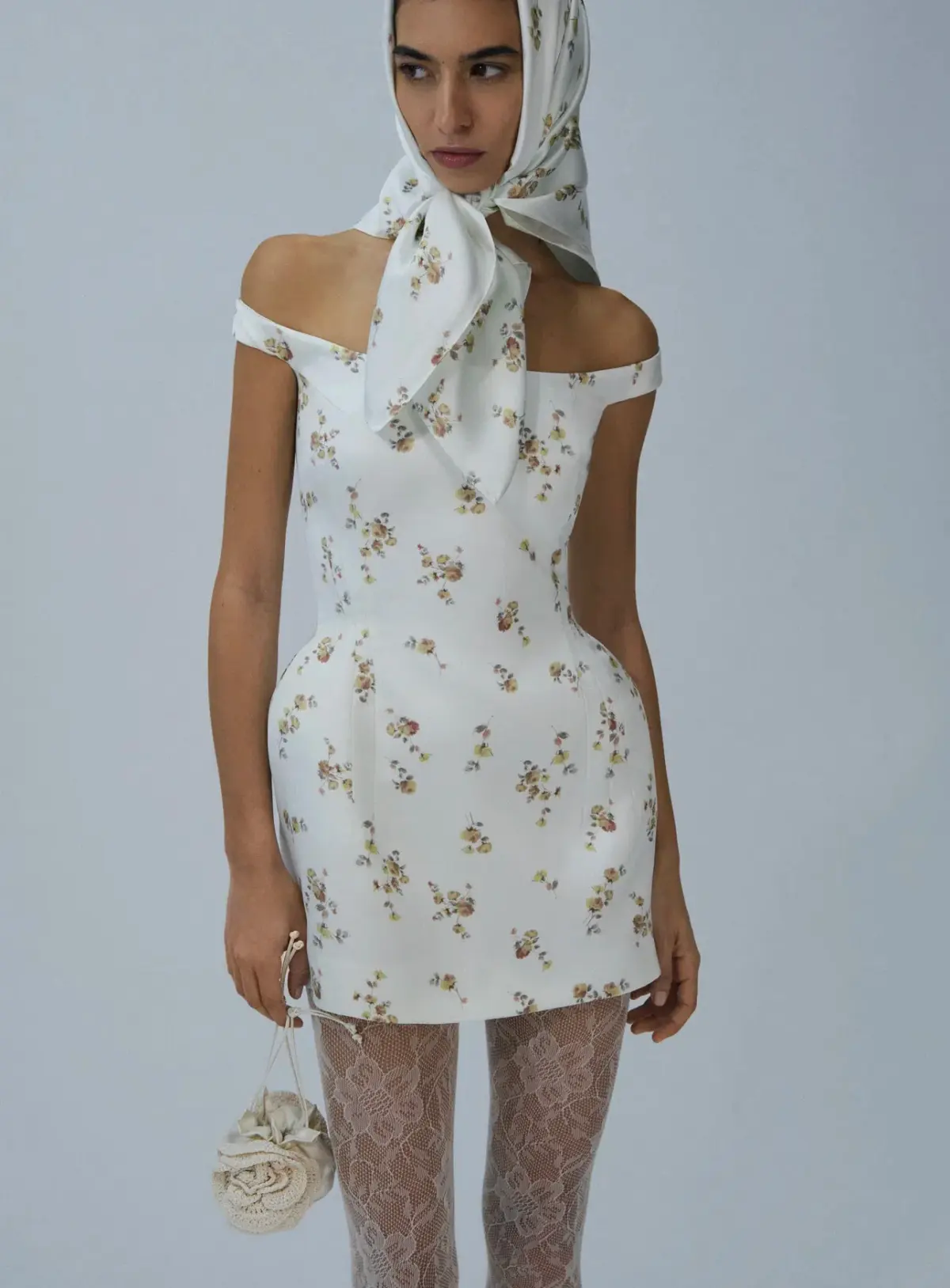 Magda Butrym Off-shoulder Hip Pad Midi Dress Cream Size AU 6 - Image 1