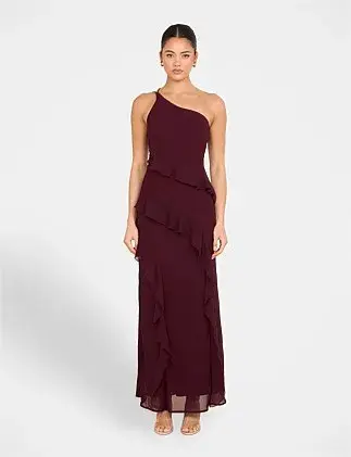 Pilgrim Dietrich One Shoulder Maxi Dress in Burgundy Size AU 14 for rent on The Volte - main image