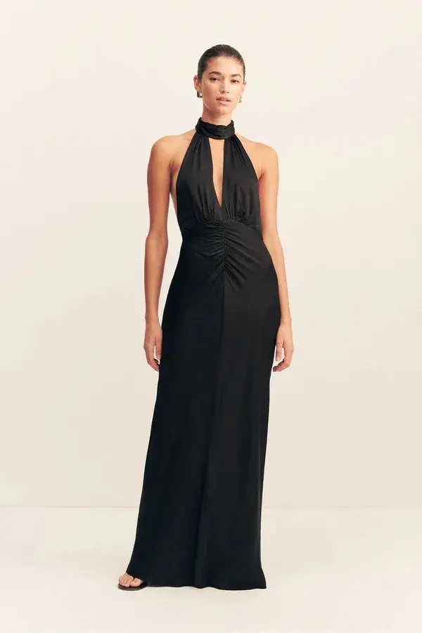 Shona Joy Agnes Halter Neck Maxi Dress Black Size AU 6 - Image 1