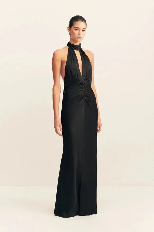 Shona Joy Agnes Halter Neck Maxi Dress Black Size AU 6 - Image 2