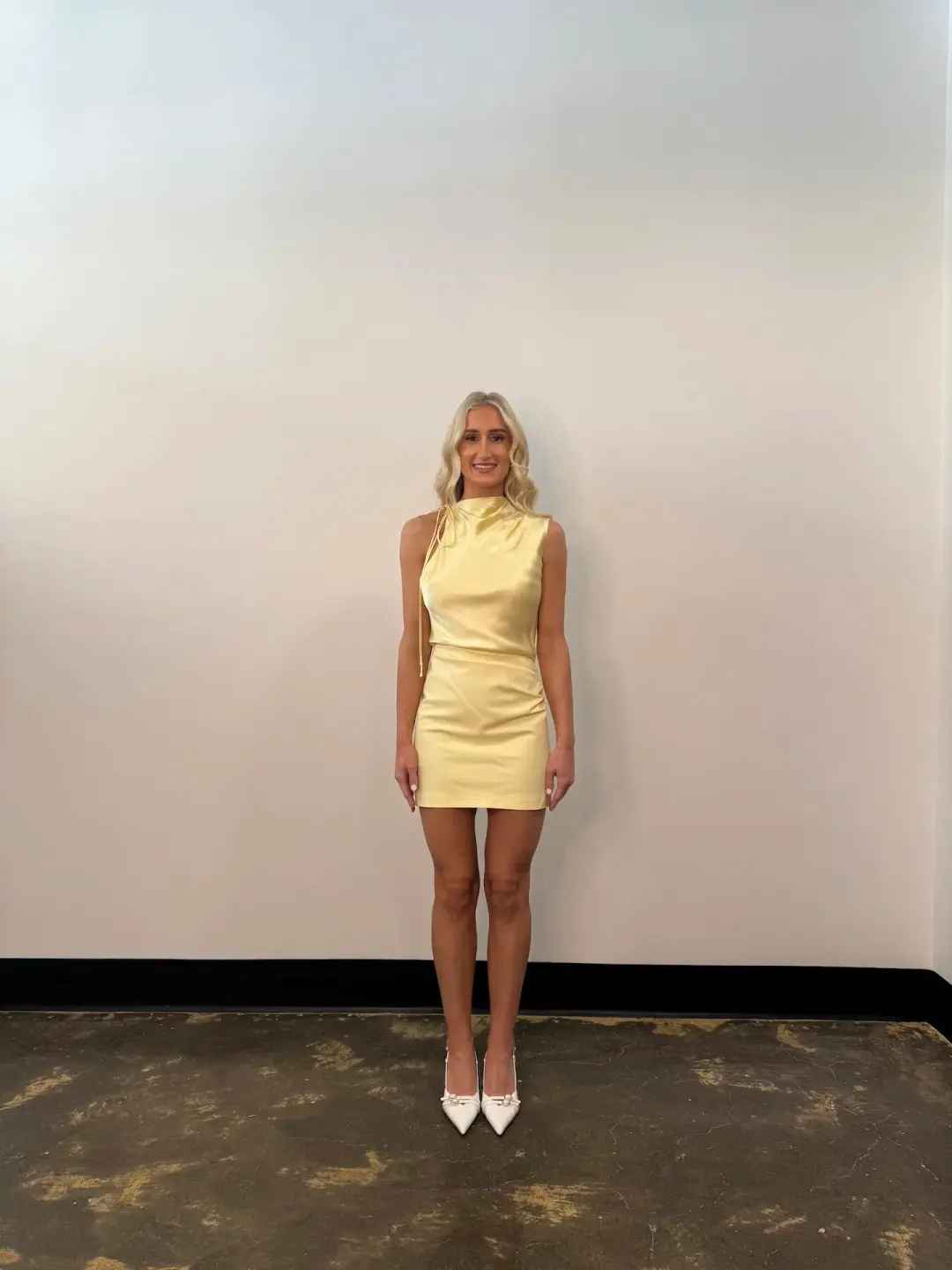 Shona Joy Dillon Cowl Mini Dress Yellow Sorbet Size 6 for rent on The Volte - main image