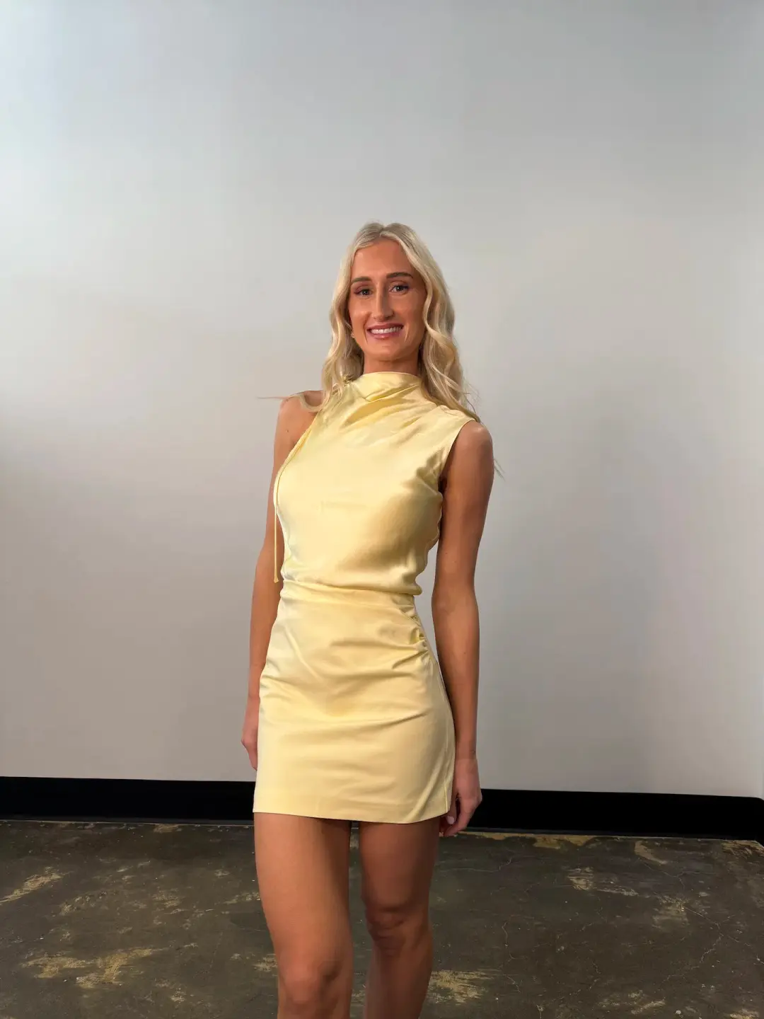 Shona Joy Dillon Cowl Mini Dress Yellow Sorbet Size 6 for rent on The Volte - main image