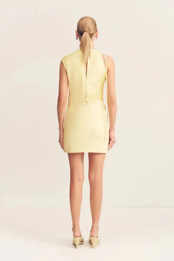 Shona Joy Dillon Cowl Mini Dress Yellow Sorbet Size 6 - Image 5