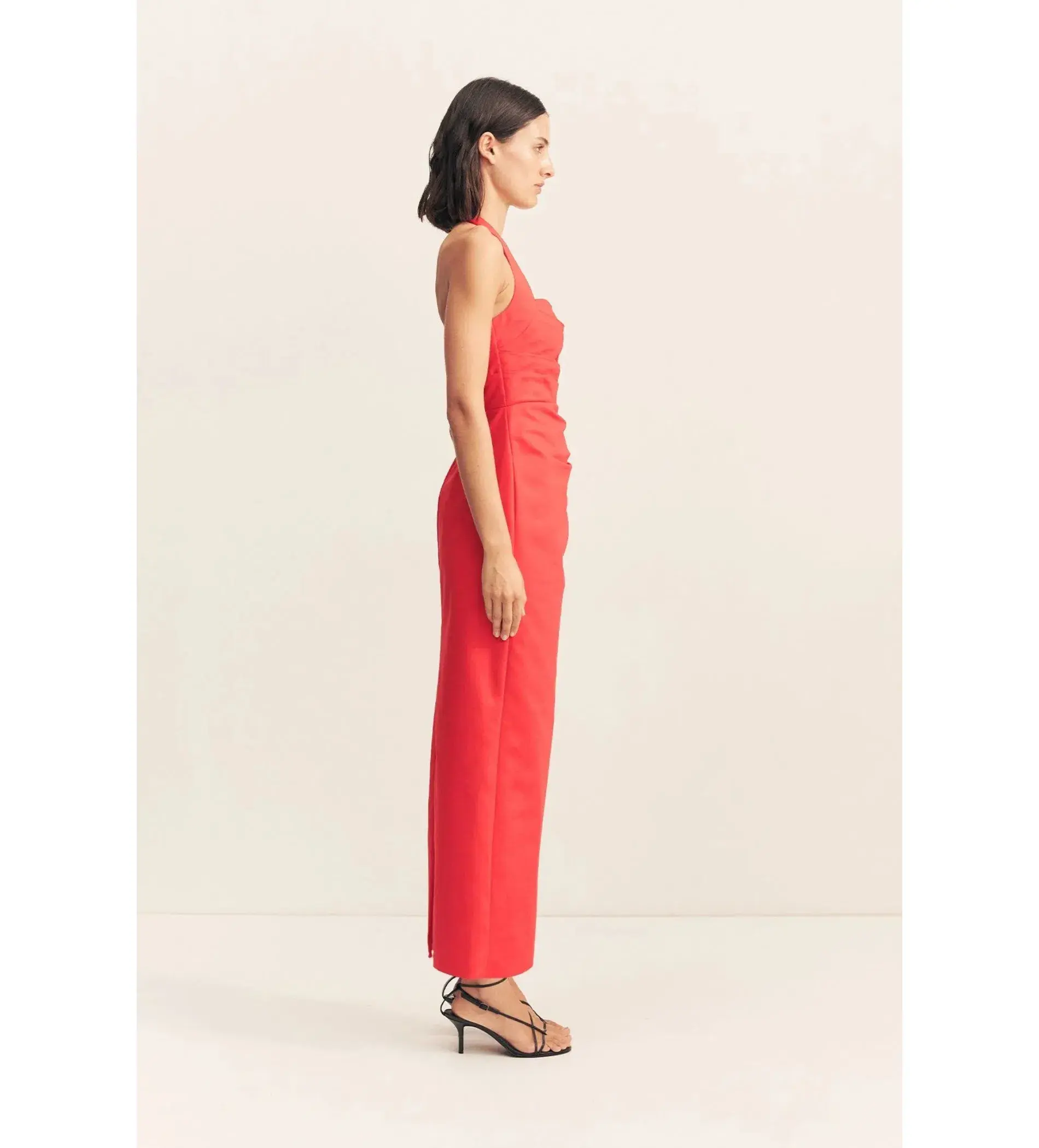 Shona Joy Lani Draped Halter Maxi Dress Chilli Size AU 14 - Image 3