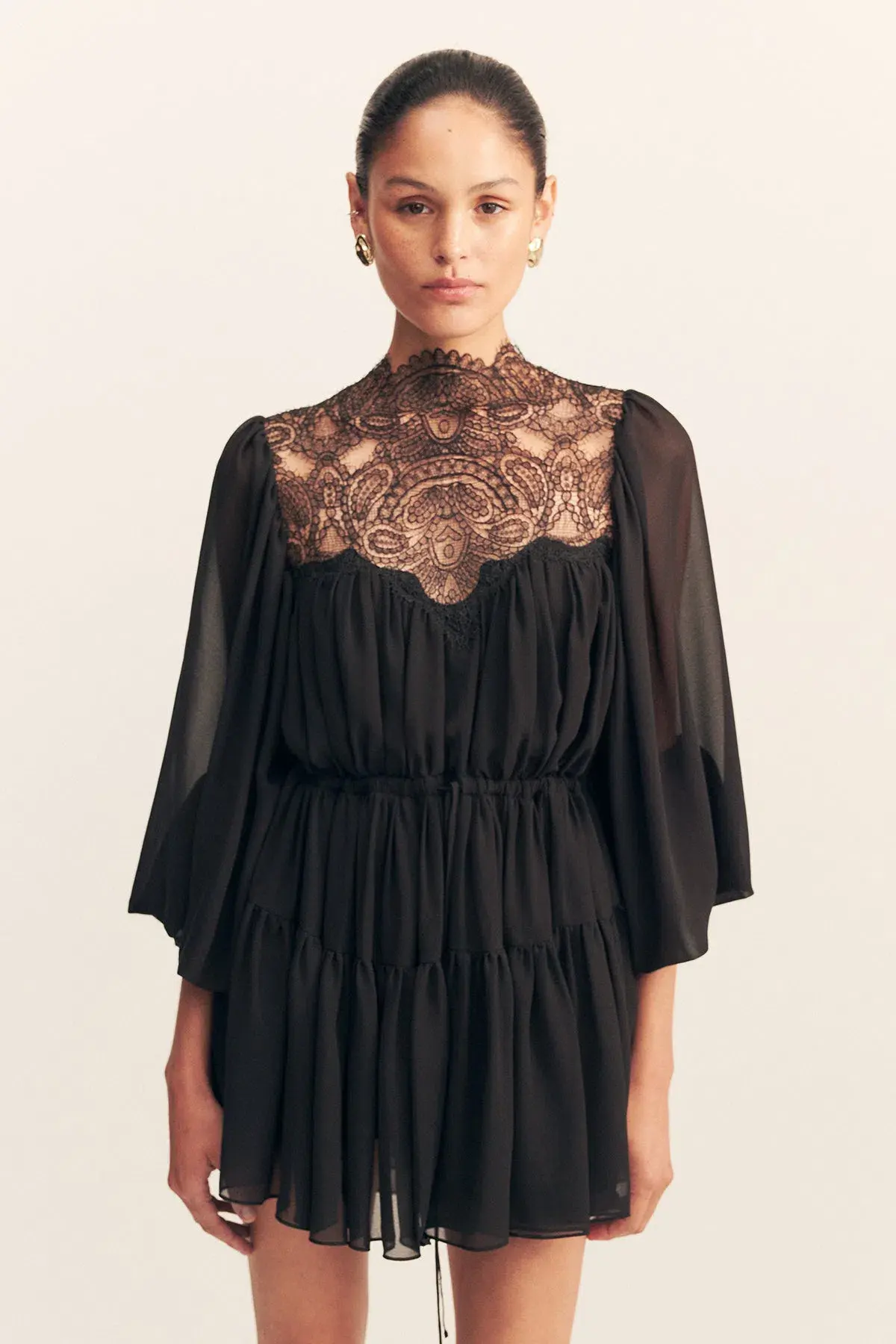 Shona Joy Emory Long Sleeve Mini Dress in Black Size 16 - Image 2