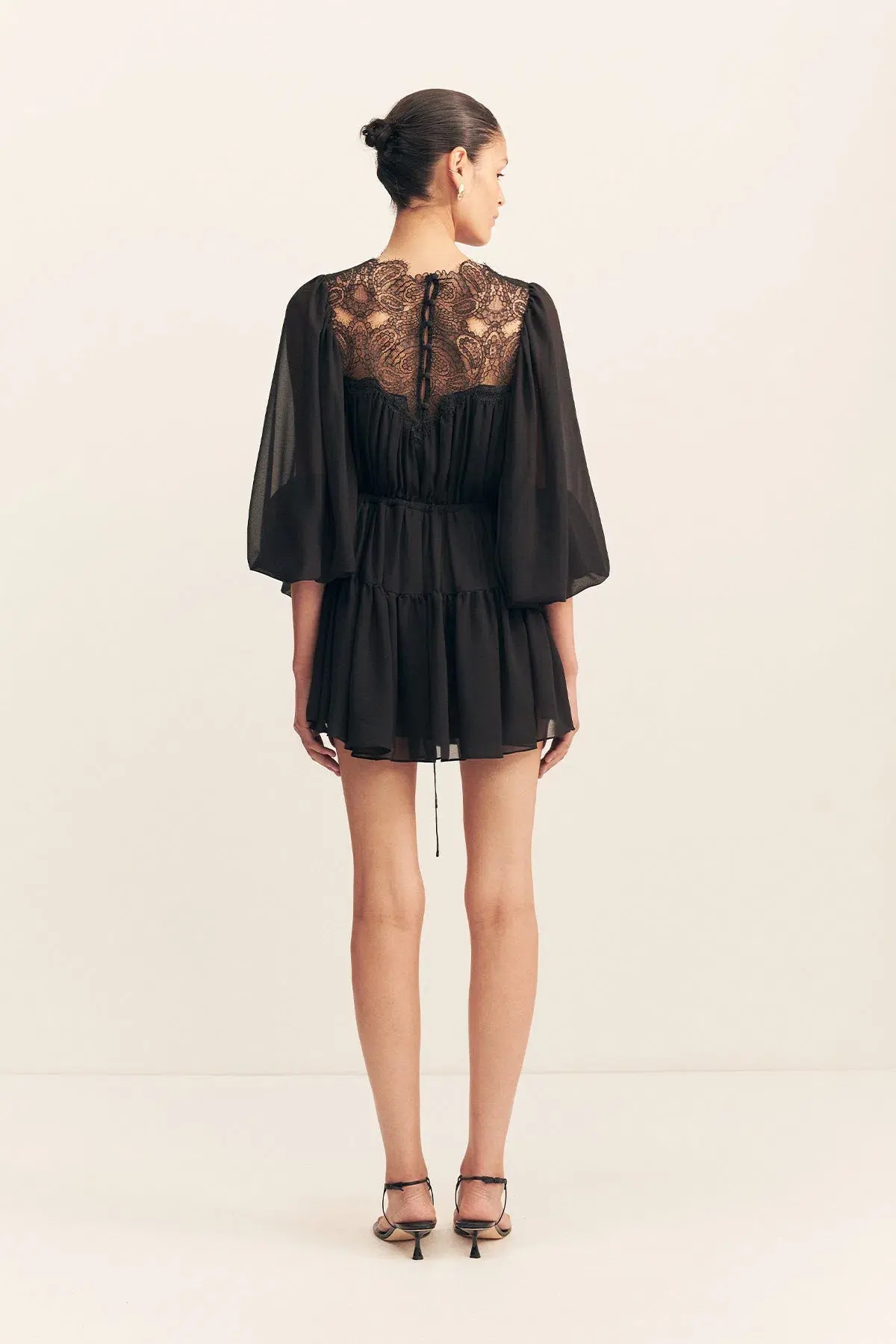 Shona Joy Emory Long Sleeve Mini Dress in Black Size 16 - Image 3