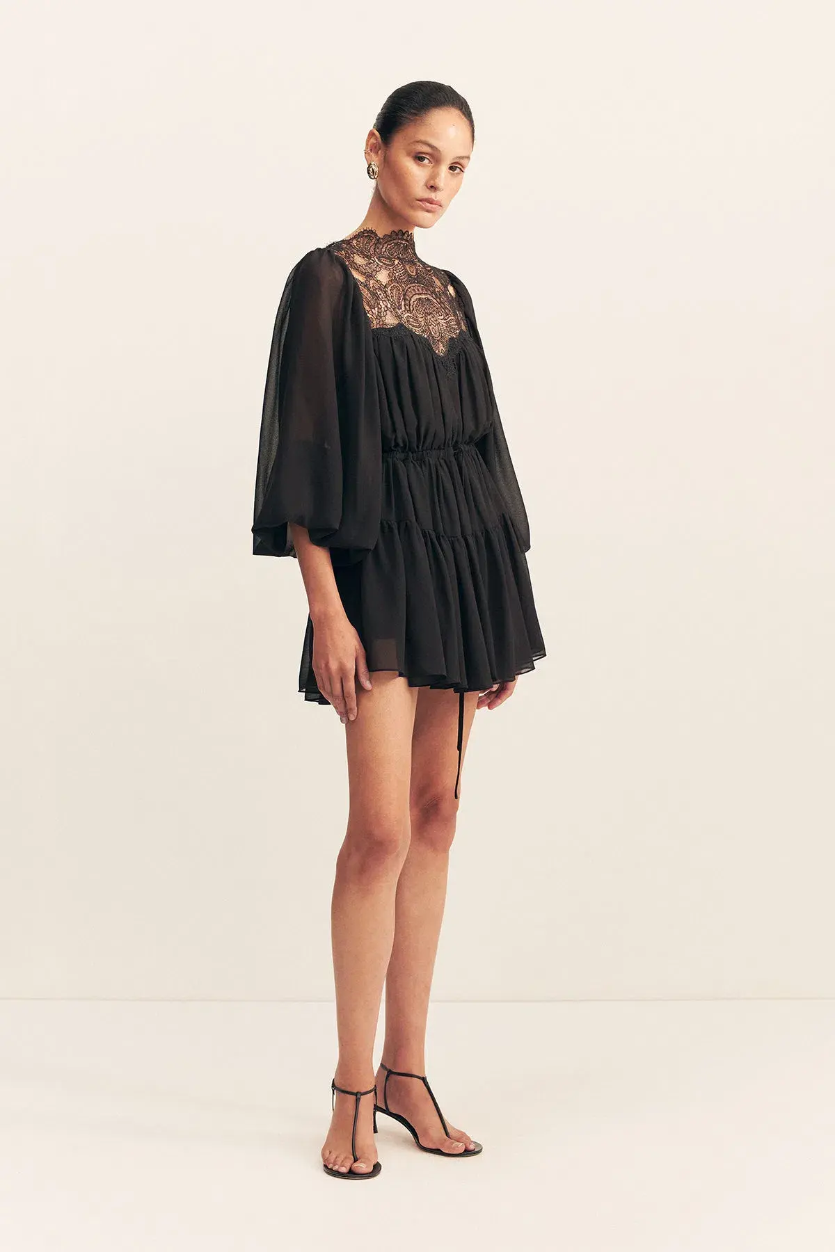 Shona Joy Emory Long Sleeve Mini Dress in Black Size 16 - Image 5