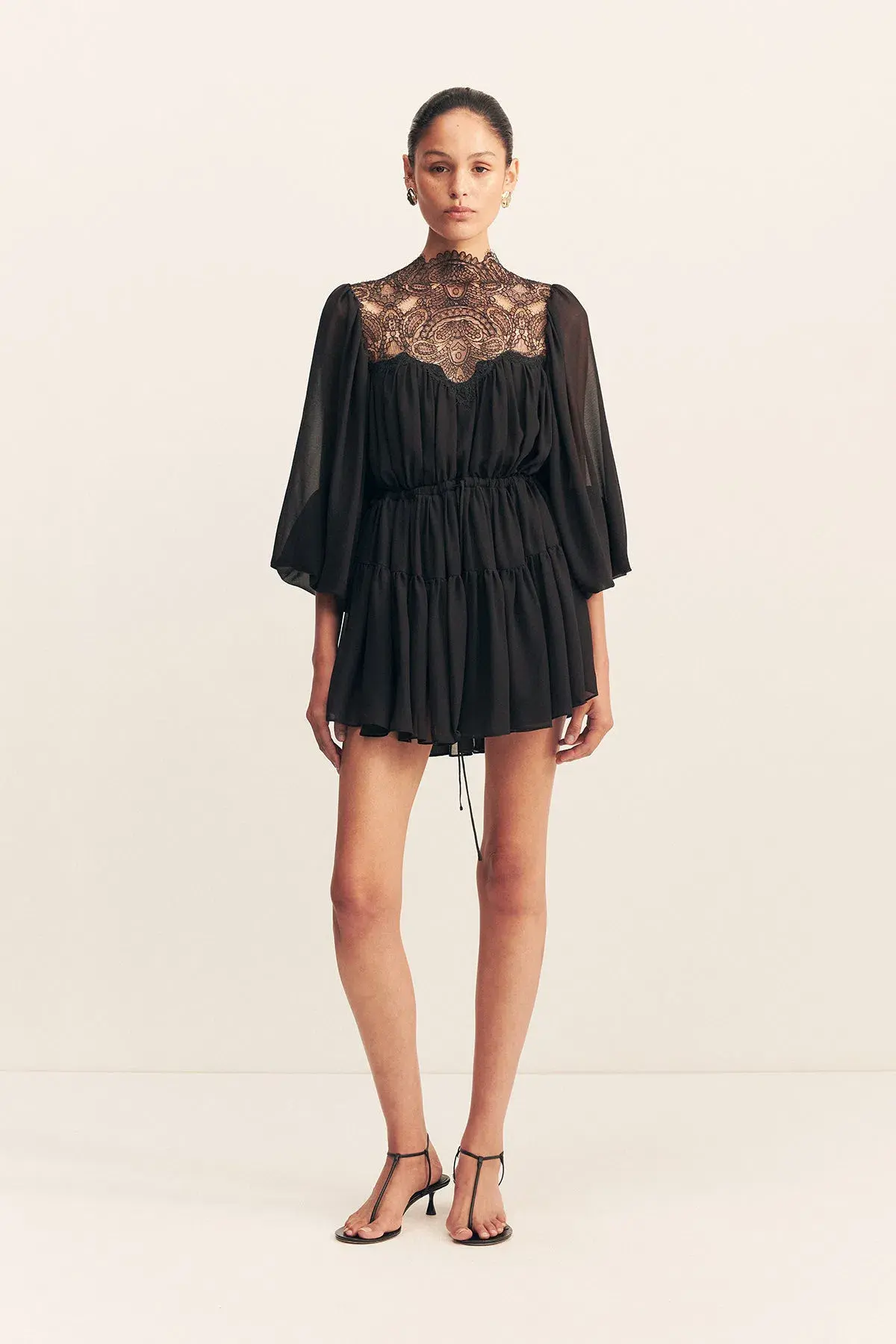 Shona Joy Emory Long Sleeve Mini Dress in Black Size 16 - Image 1