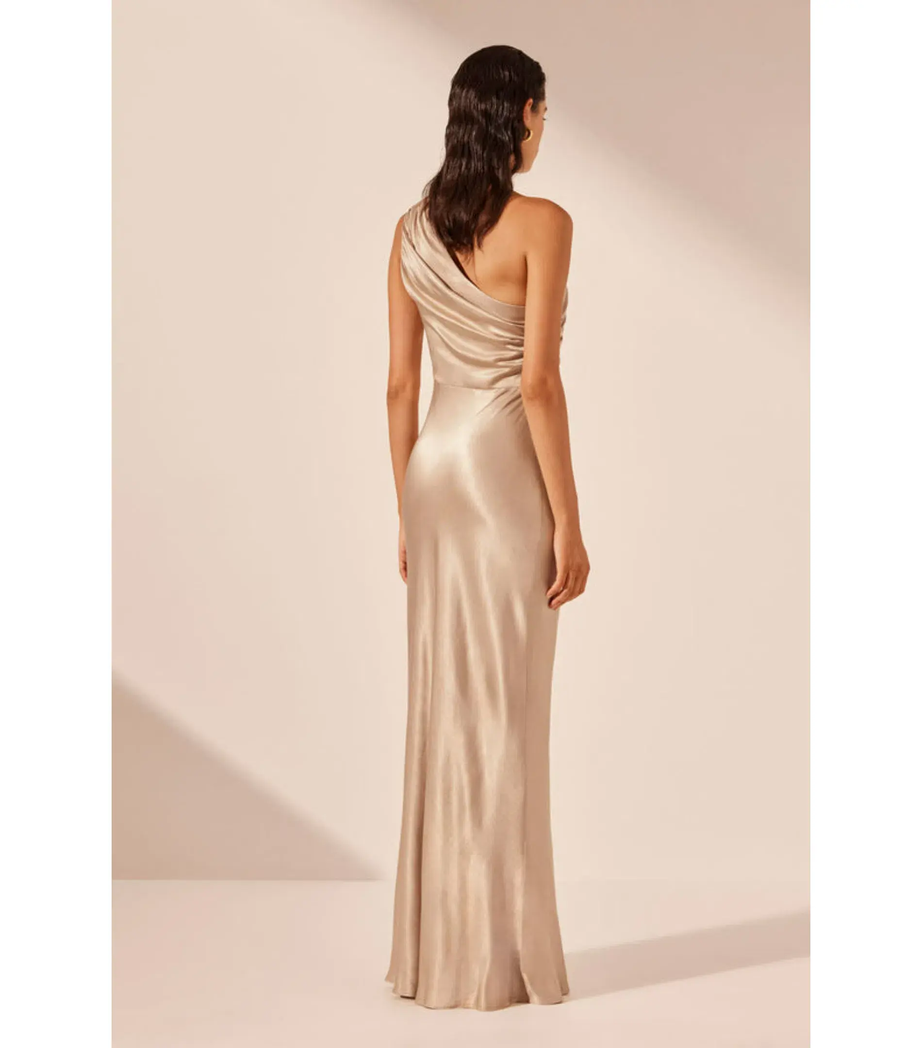 Shona Joy La Lune Gathered One Shoulder Maxi Dress Gold Size AU 16 - Image 5