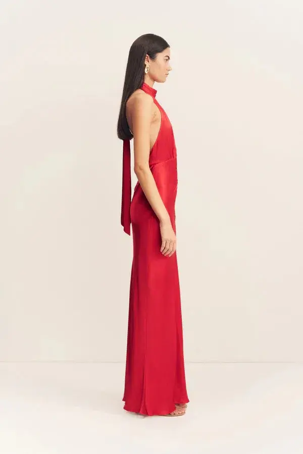 Shona Joy Tatum Halter Neck Maxi Dress in Grenadine Size AU8 - Image 4