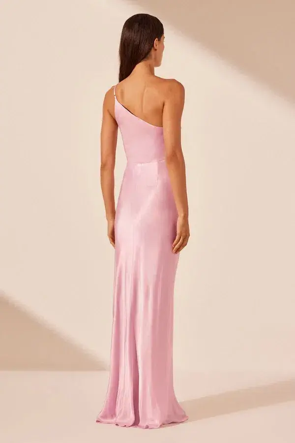 Shona Joy La Lune Asymmetrical Gathered Maxi Dress in Peony Size AU 10 - Image 5