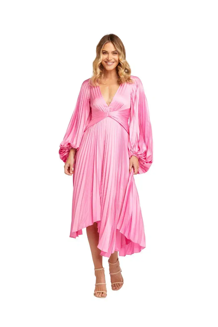 Acler Palms Midi Dress Pink Confetti Size AU 10 - Image 1
