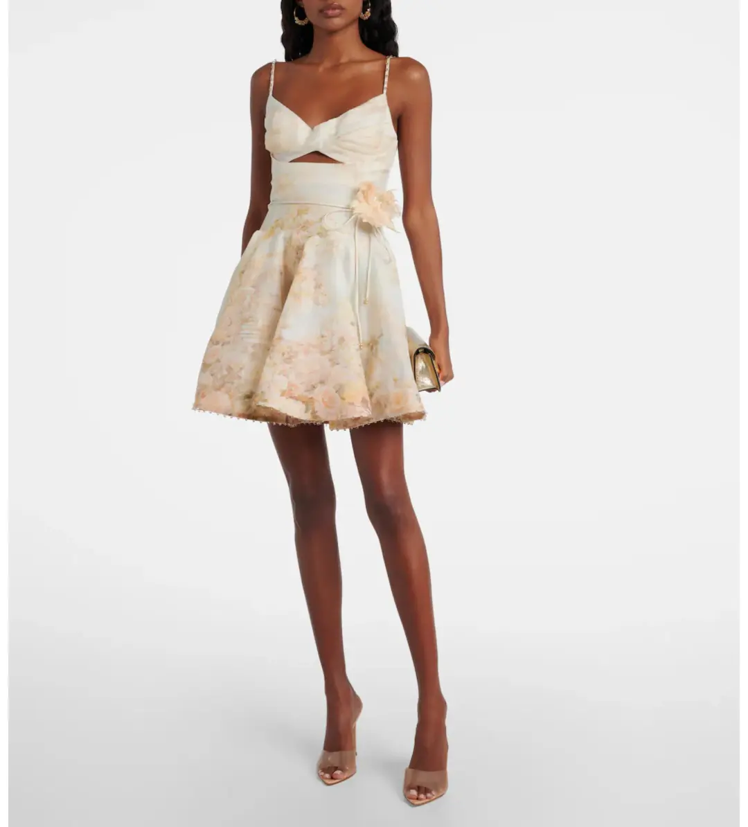 Zimmermann Memento Twist Front Mini Dress Rose Arbor Size 0P/AU 6 for rent on The Volte - main image