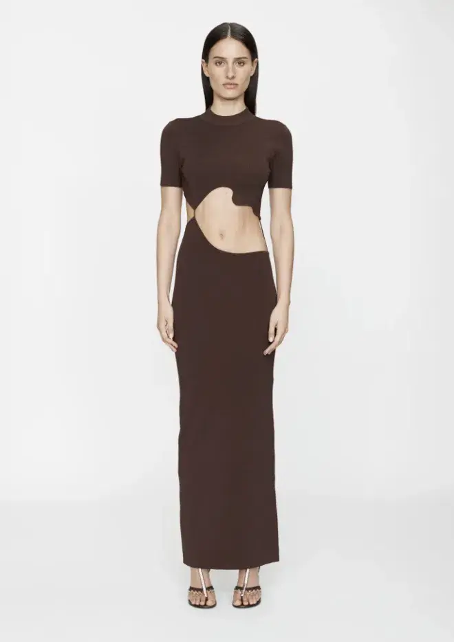 Christopher Esber Maparadita Lattice Separation Maxi Dress Espresso Size S/AU 8 - Image 1