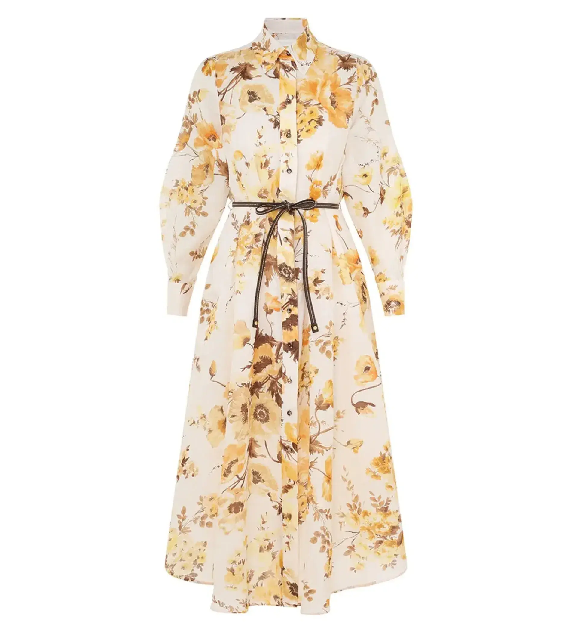 Zimmermann Ottie Tuck Shirt Midi Dress White Floral Size 4/AU 16 - Image 4