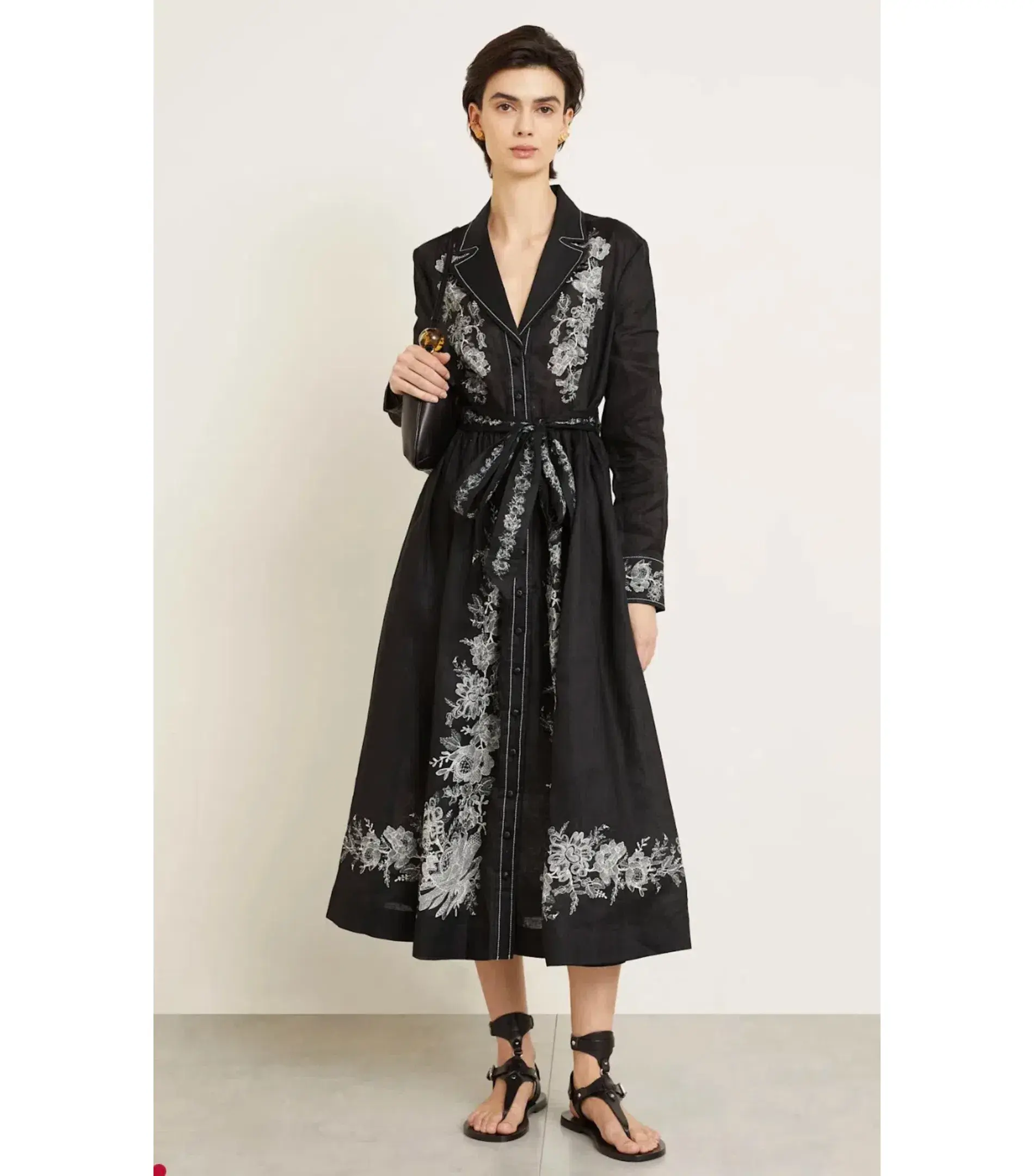 Zimmermann Shirt Dress Midi in Black Floral Size 4 / AU 16 - Image 1