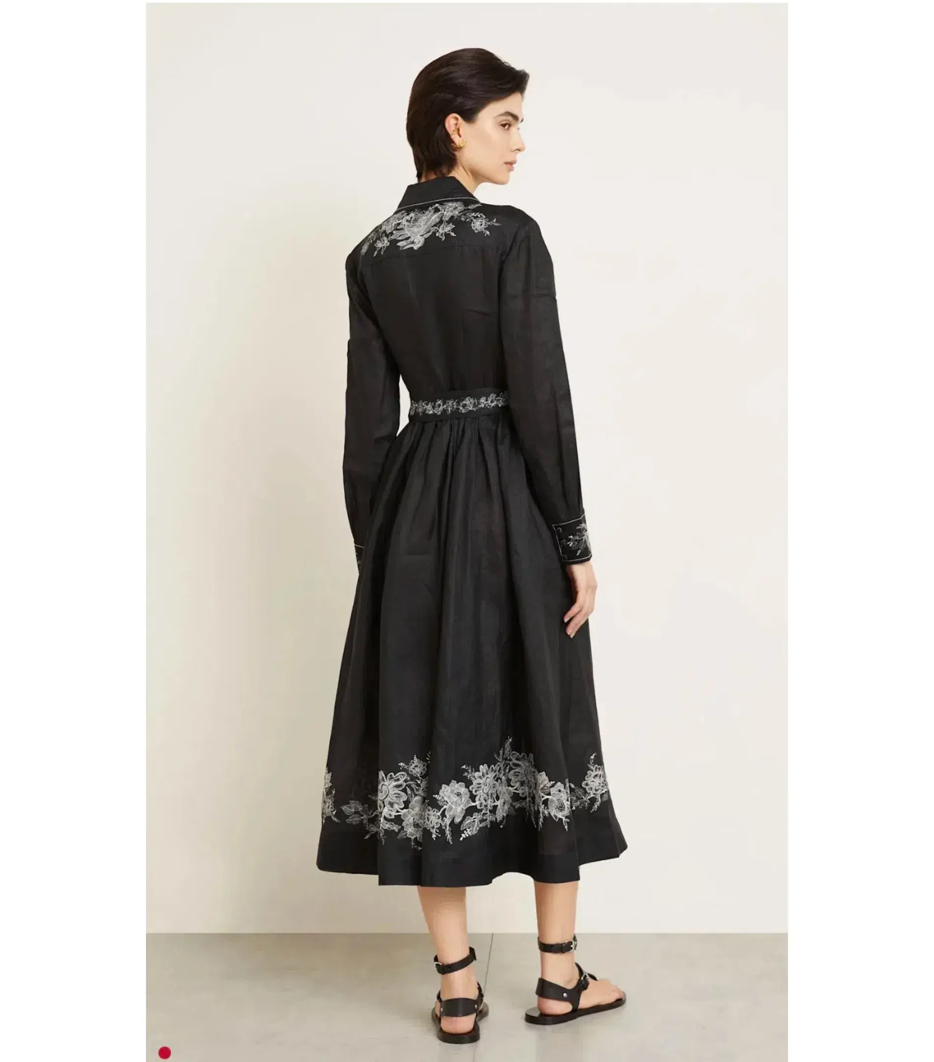 Zimmermann Shirt Dress Midi in Black Floral Size 4 / AU 16 - Image 2