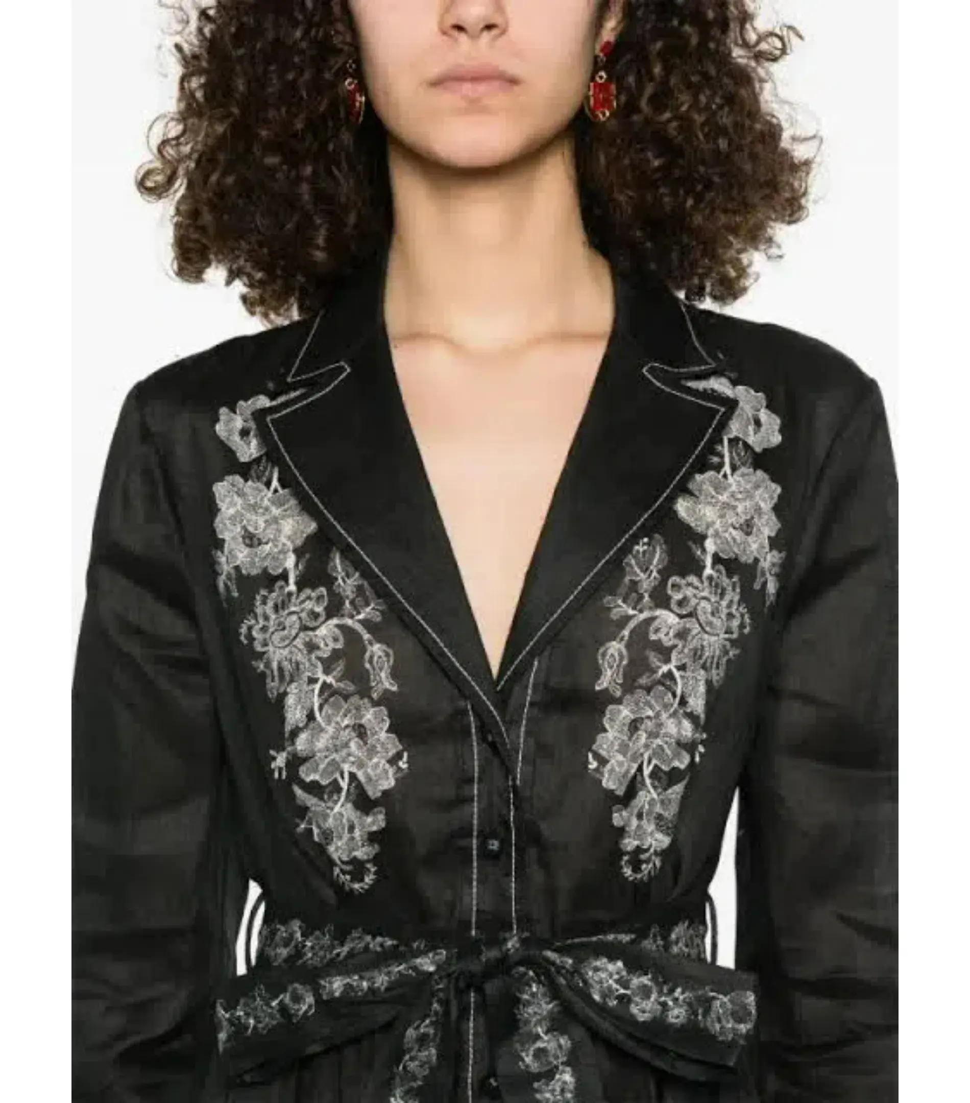 Zimmermann Shirt Dress Midi in Black Floral Size 4 / AU 16 - Image 3