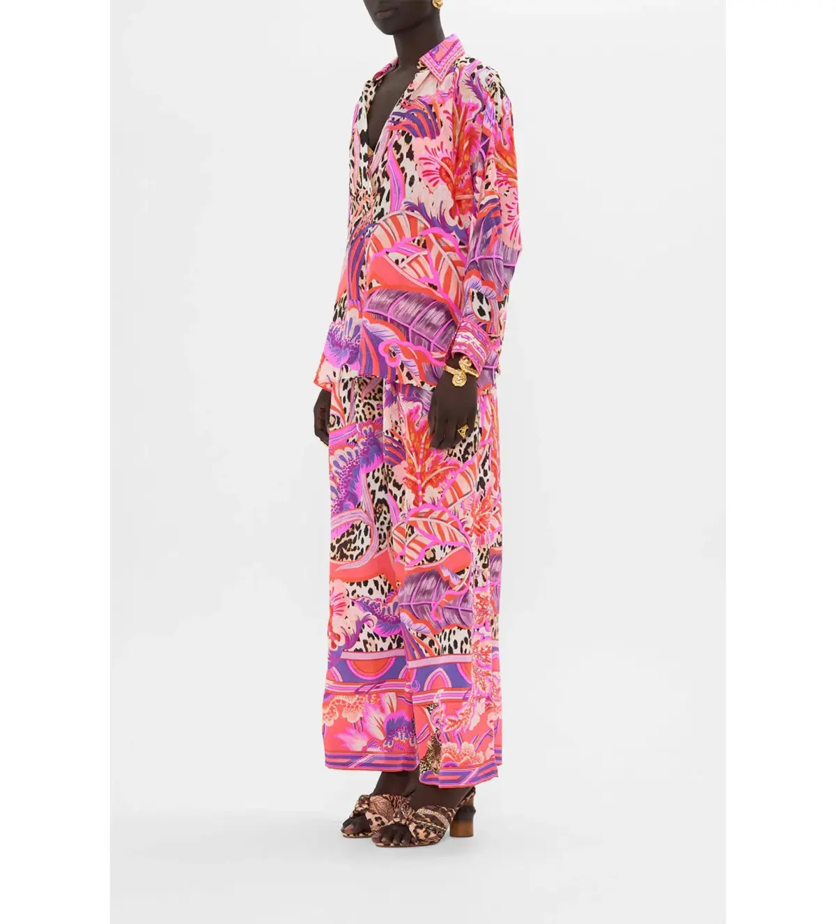 Camilla Viola Vintage Wing Collar Blouse Size XL AU 16 and Tuck Front Pant Size XXL AU 18 Set Multi Print - Image 4