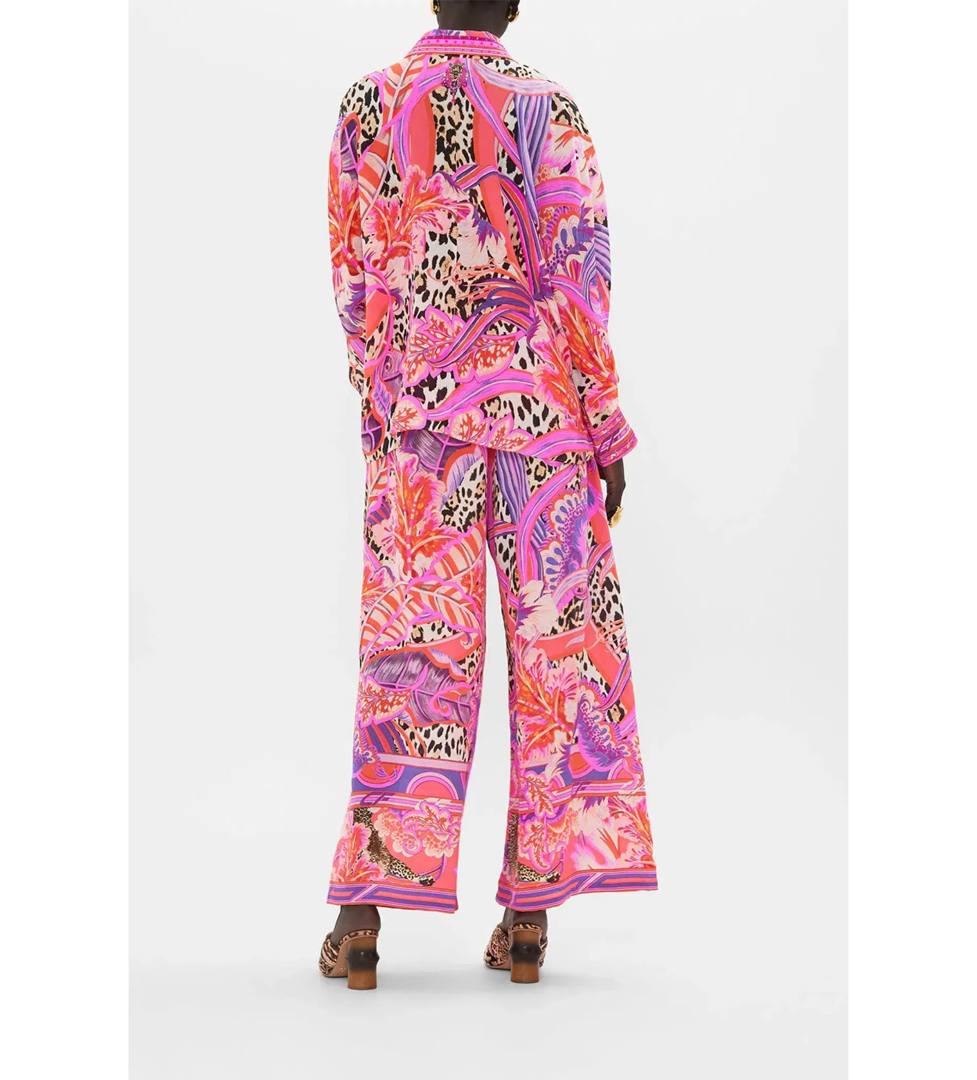 Camilla Viola Vintage Wing Collar Blouse Size XL AU 16 and Tuck Front Pant Size XXL AU 18 Set Multi Print - Image 5