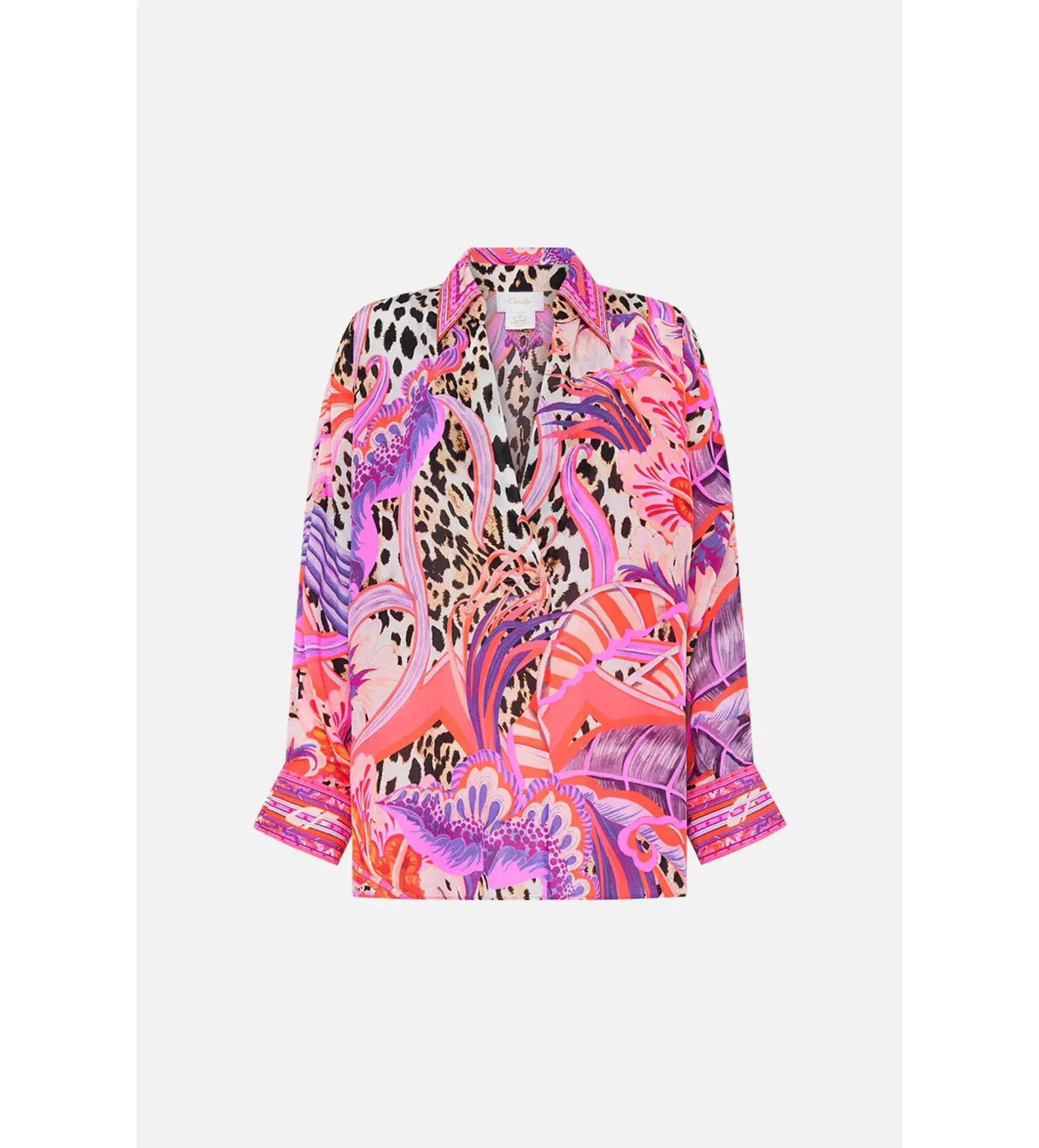 Camilla Viola Vintage Wing Collar Blouse Size XL AU 16 and Tuck Front Pant Size XXL AU 18 Set Multi Print - Image 9