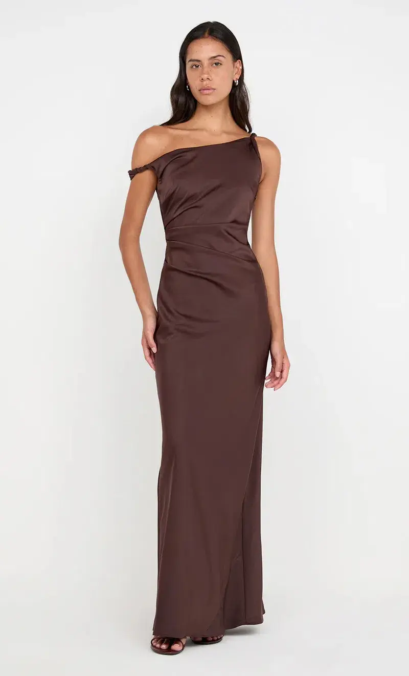 Bec & Bridge Lunetta Twist Strap Dress Maxi Dark Chocolate Size AU 10 - Image 1