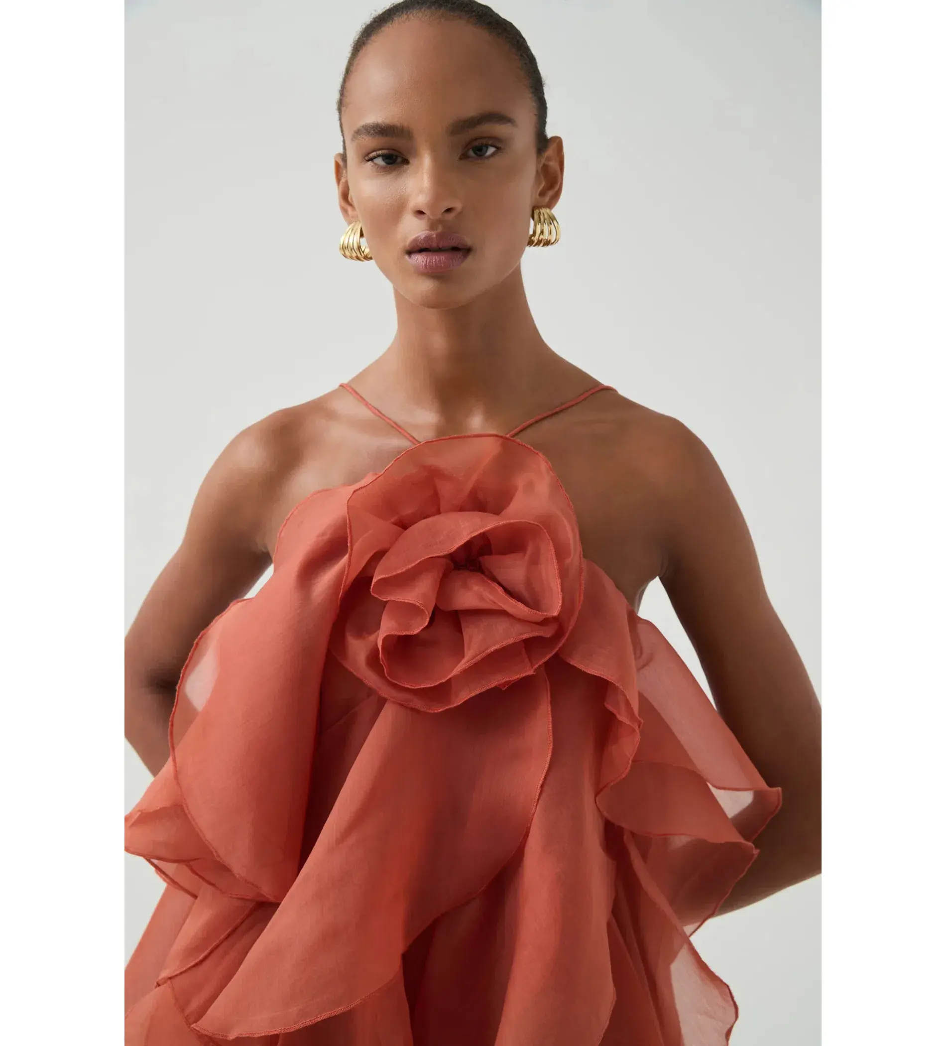 Aje Pandorea Layered Maxi Dress Coral Clay Size 6 - Image 2