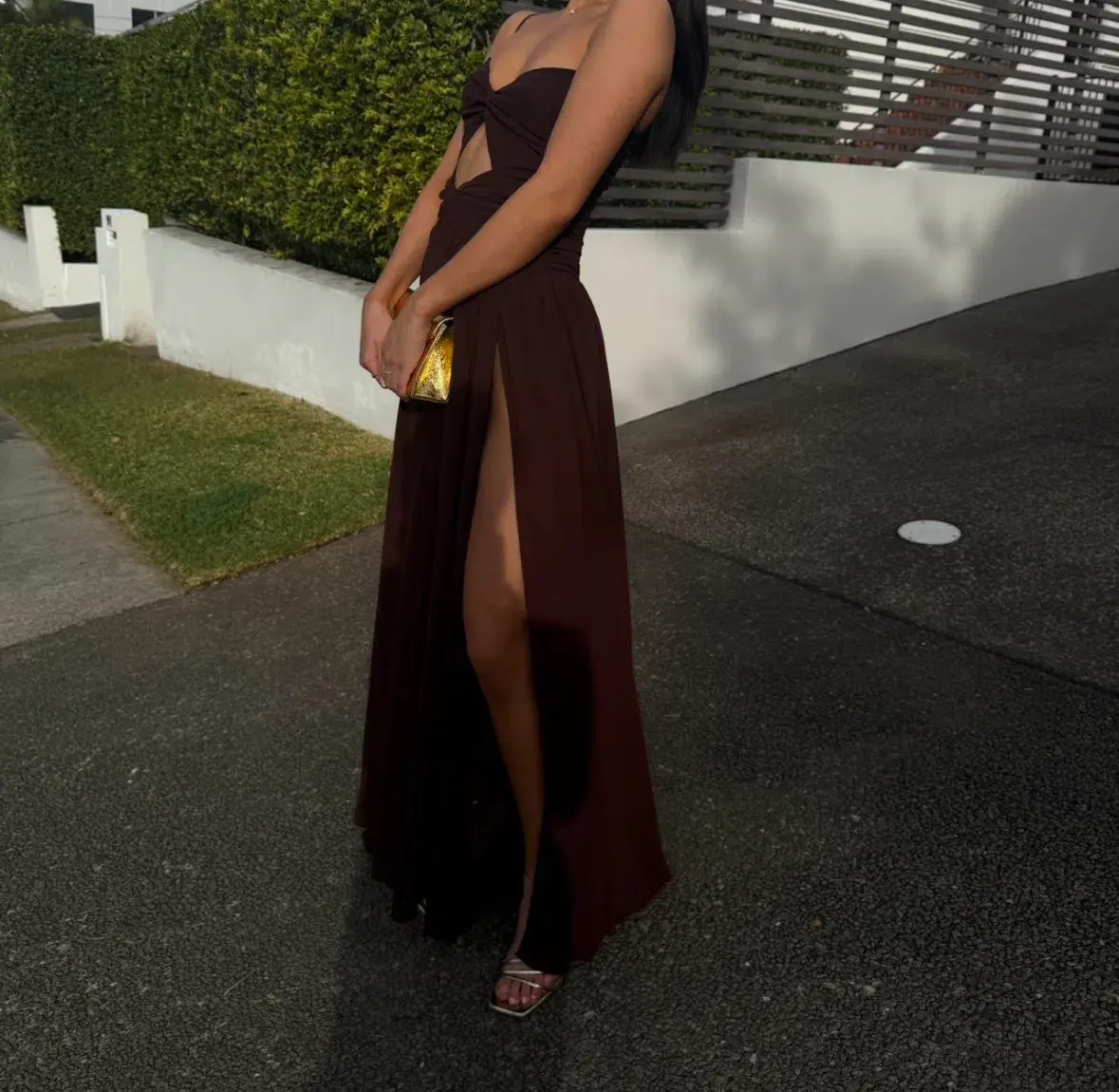 Runaway The Label Camille Maxi Dress in Brown  Size XS/ AU 6 - Image 3