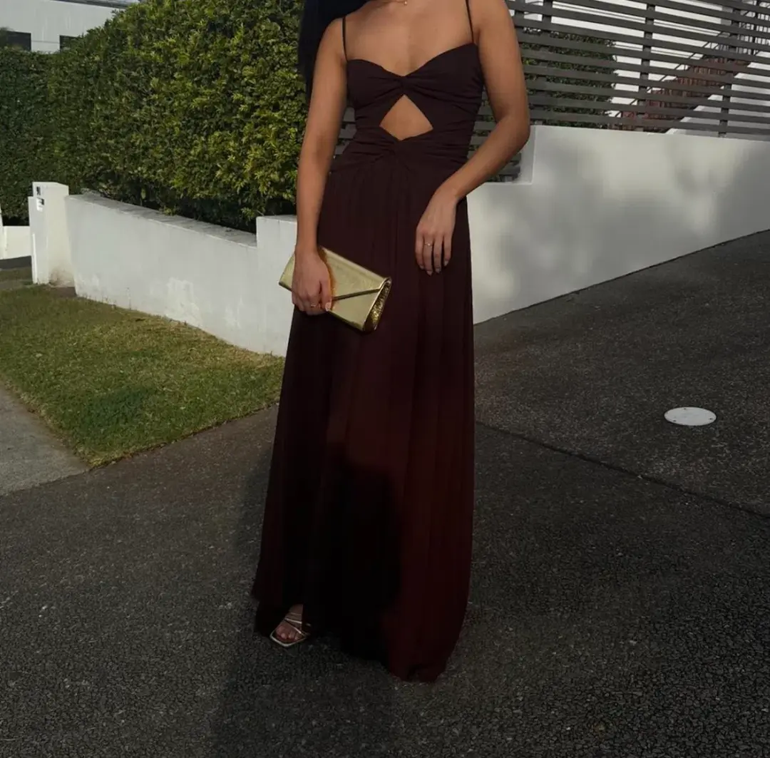 Runaway The Label Camille Maxi Dress in Brown  Size XS/ AU 6 for rent on The Volte - main image