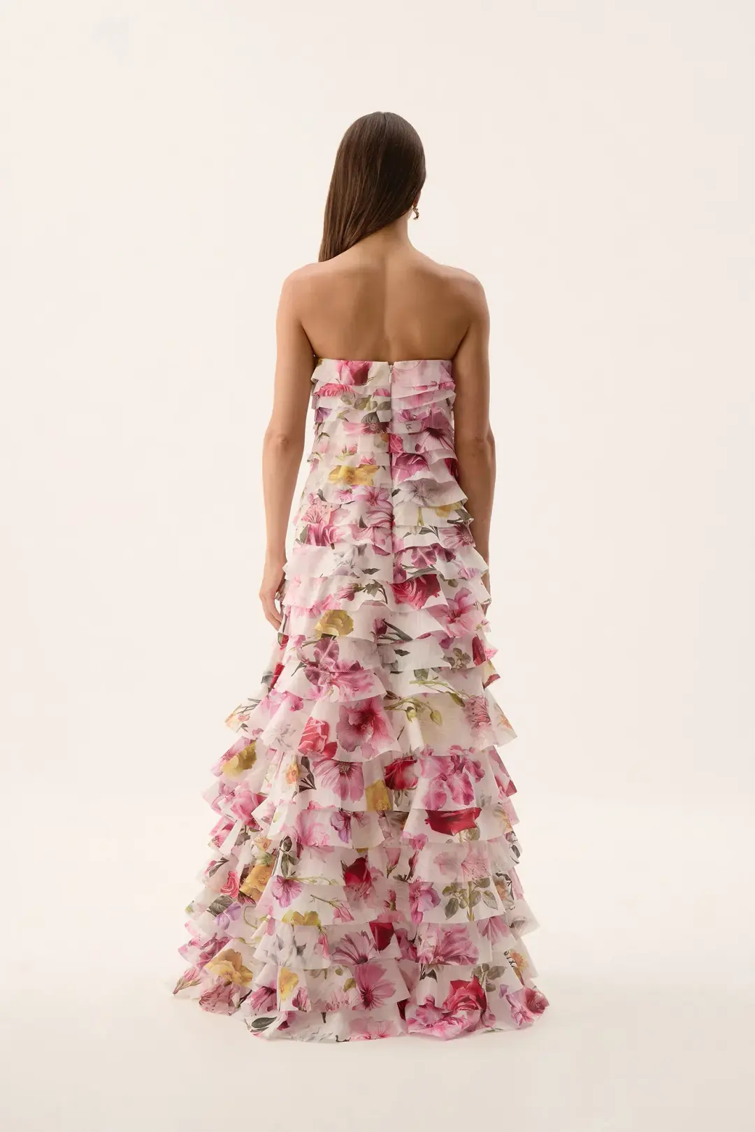 Aje Fleur Pleated Gown Collage Floral  Size 14  for rent on The Volte - main image