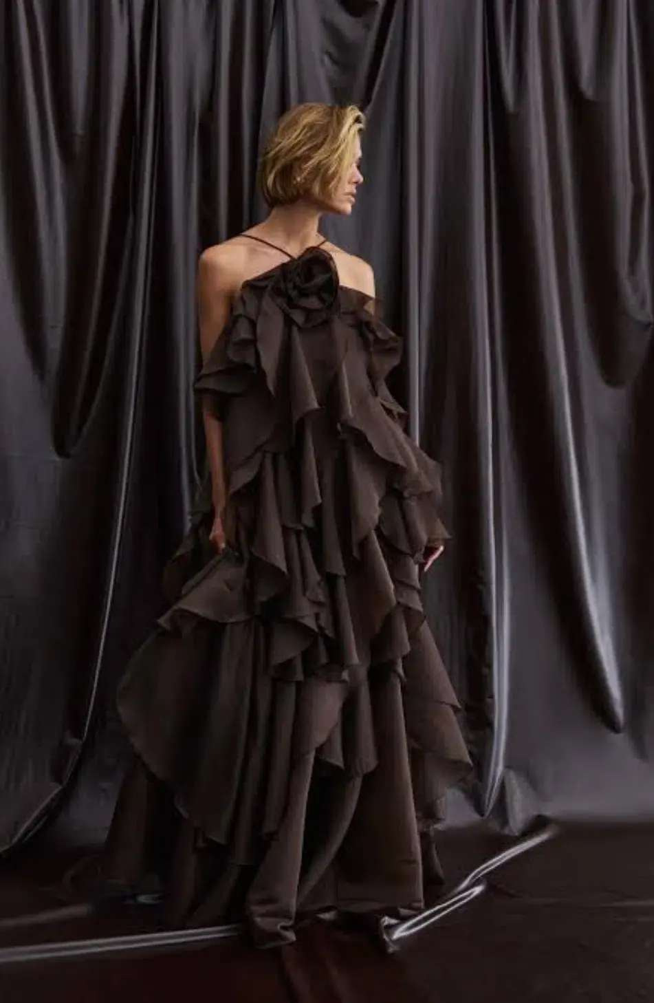 Aje Pandorea Layered Maxi Dress Carob Size 8 for rent on The Volte - main image