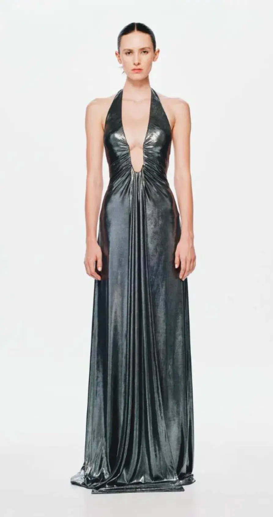 MISHA Jennifer Foil Dress Black Size 8 for rent on The Volte - main image