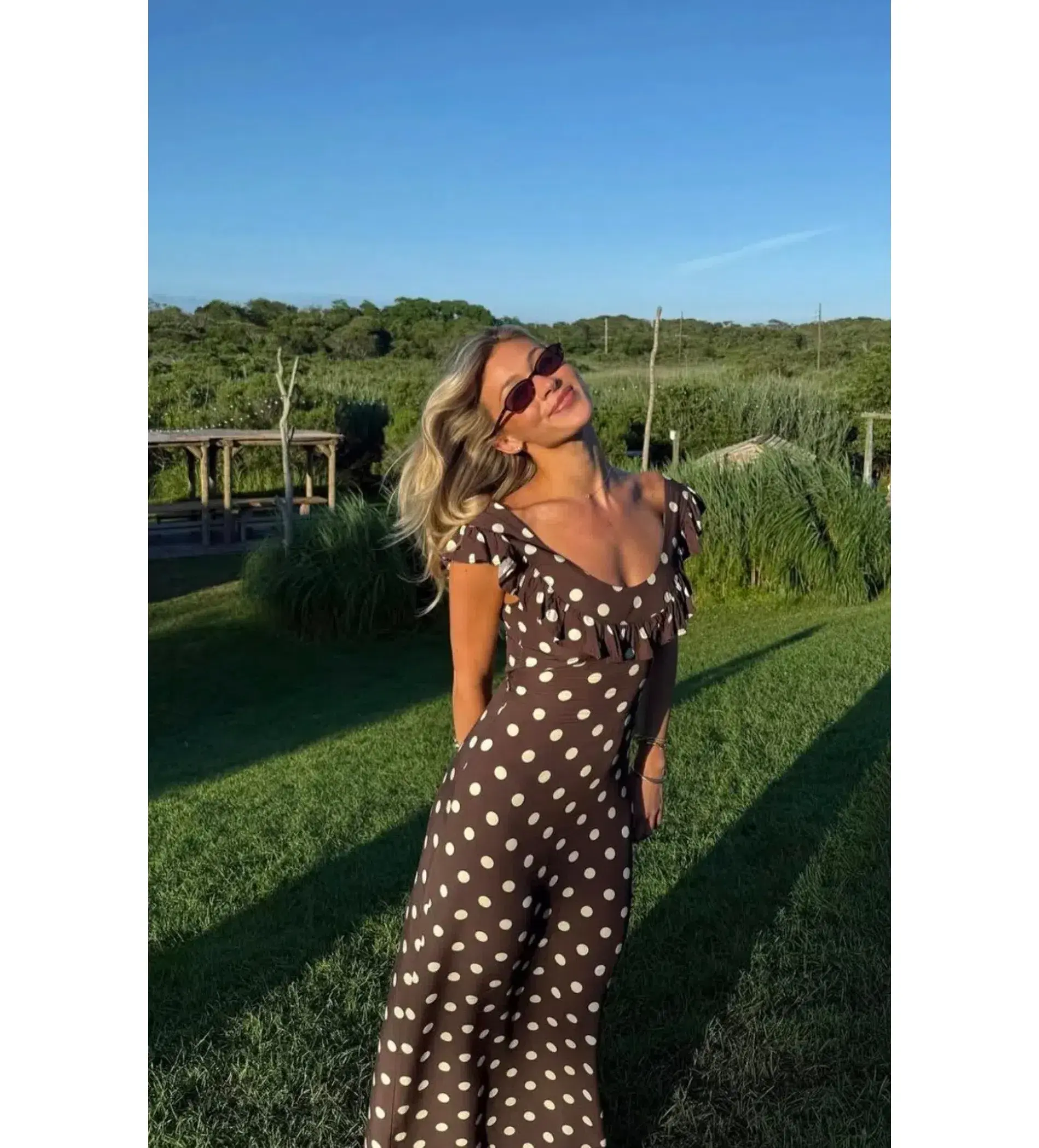 Design by Si Luna Maxi Dress Polka Dots Brown/Yellow Size AU 10 - Image 8