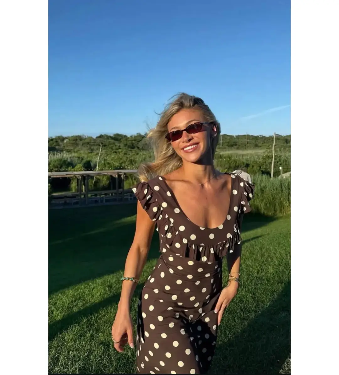 Design by Si Luna Maxi Dress Polka Dots Brown/Yellow Size AU 12 for rent on The Volte - main image