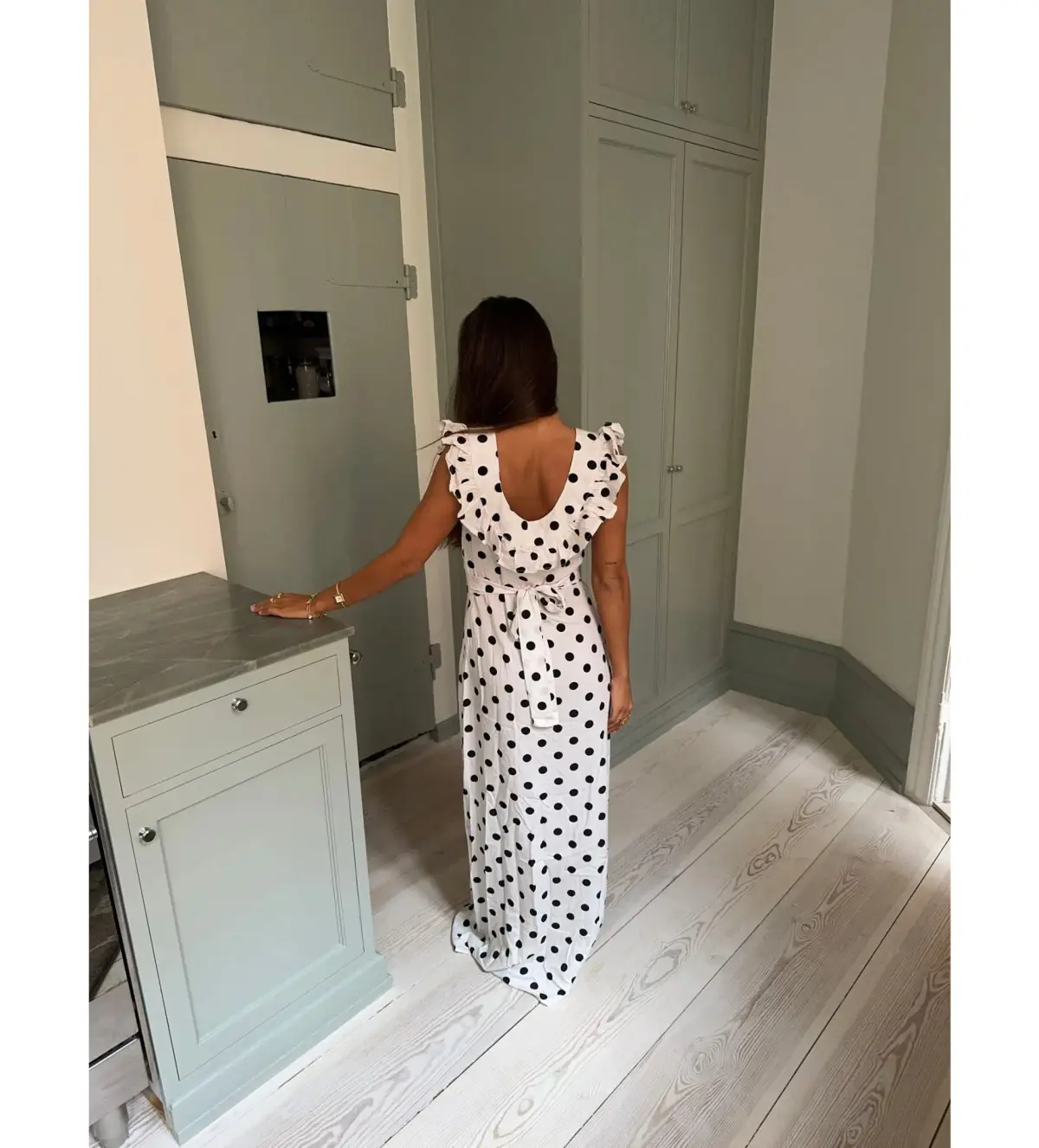 Design by Si Luna Maxi Dress Polka Dots White/Black Size AU 8 - Image 5