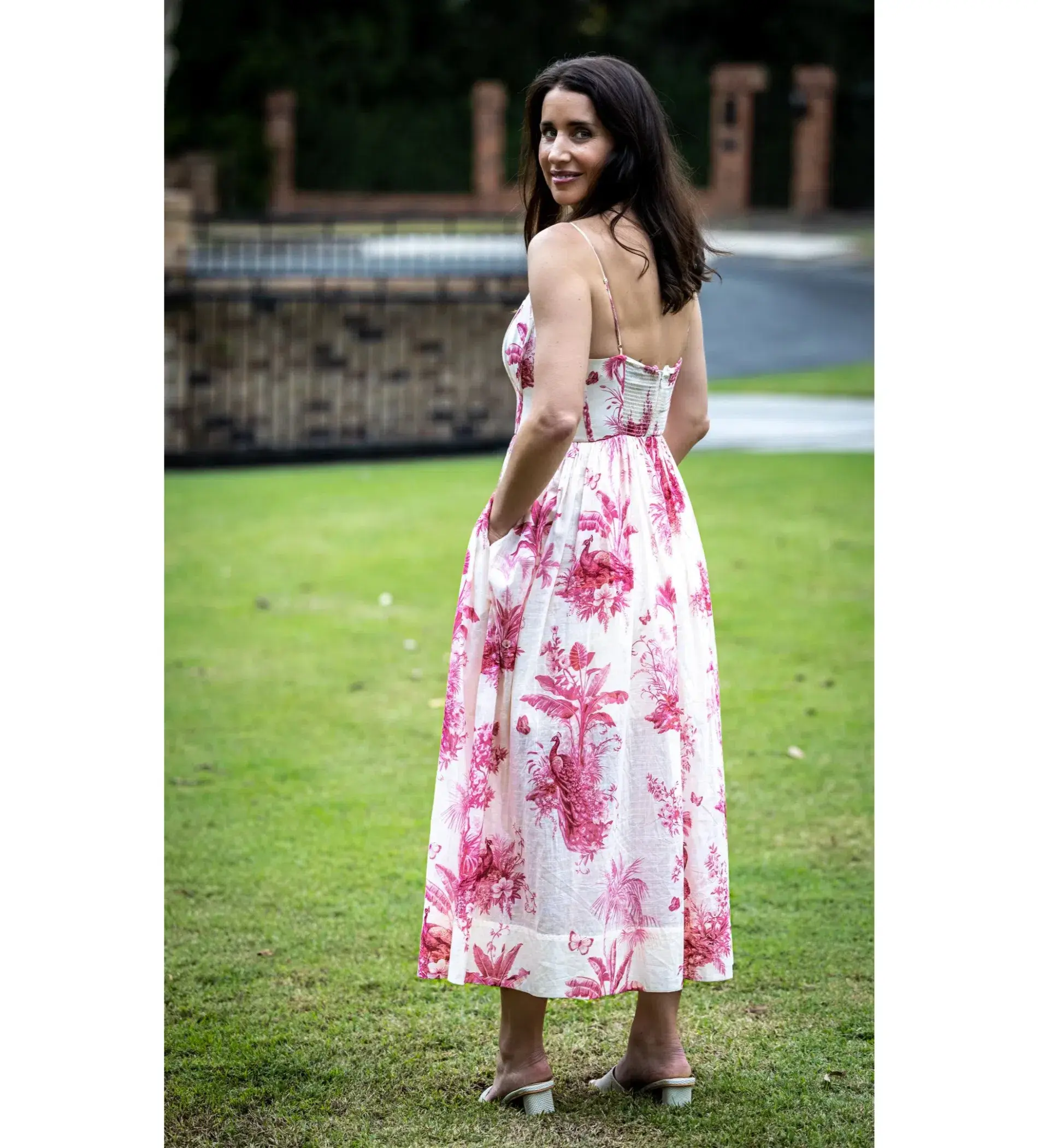 Zimmermann Waverly Corset Midi Dress Pink Palm Size 3 AU 14 - Image 4