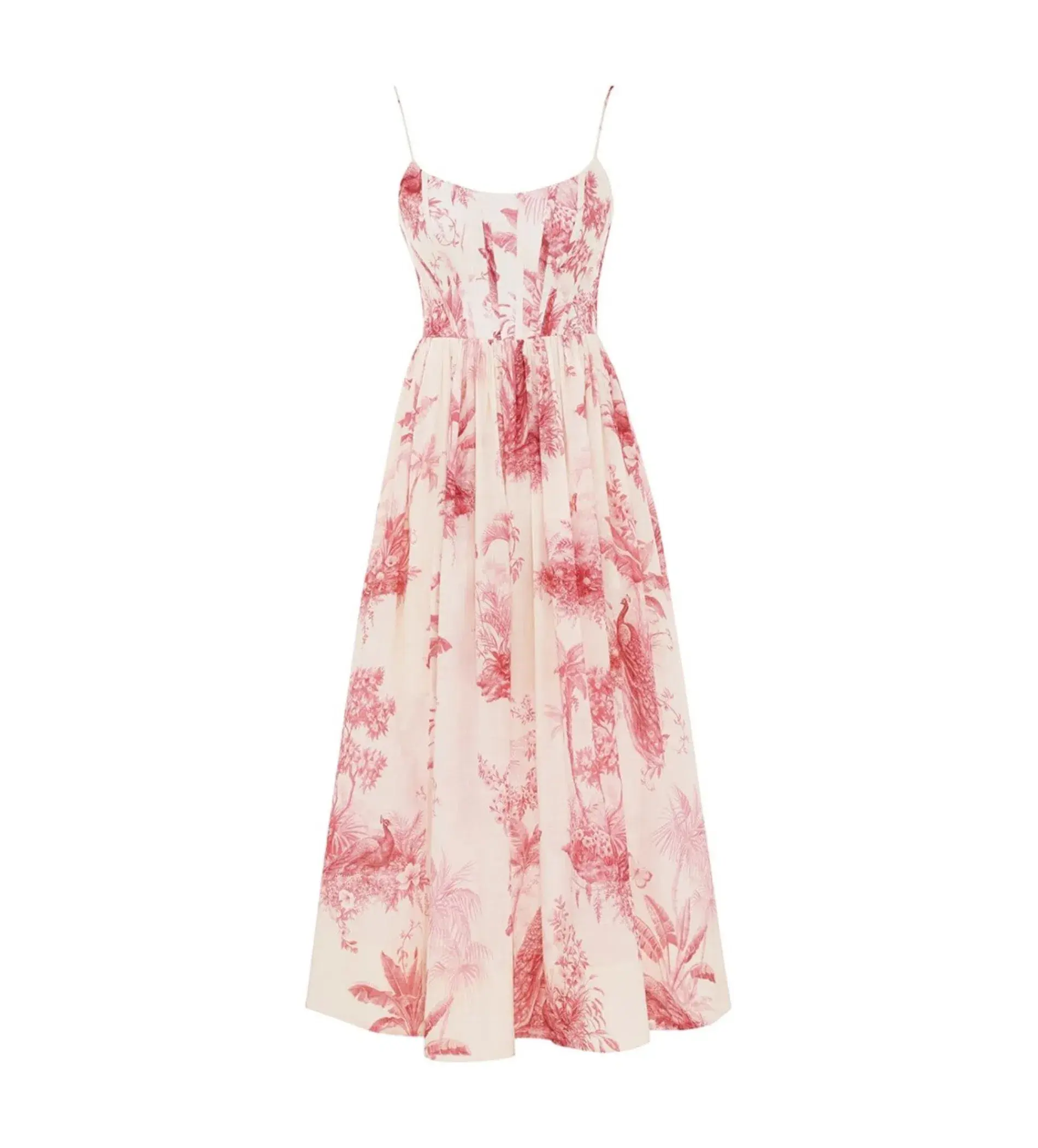 Zimmermann Waverly Corset Midi Dress Pink Palm Size 3 AU 14 - Image 7